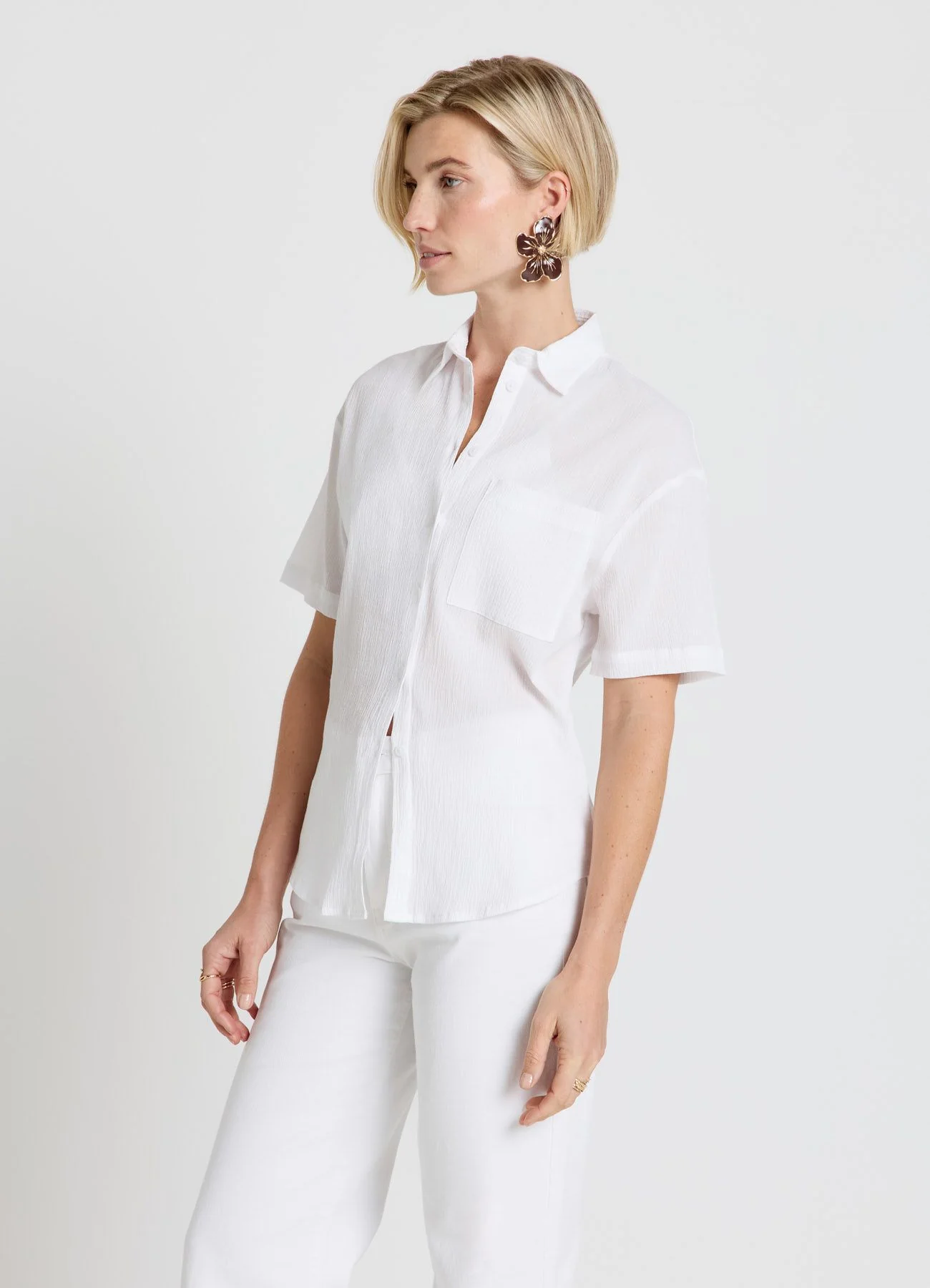 Camicia effetto crinkle con taschino - Image 3