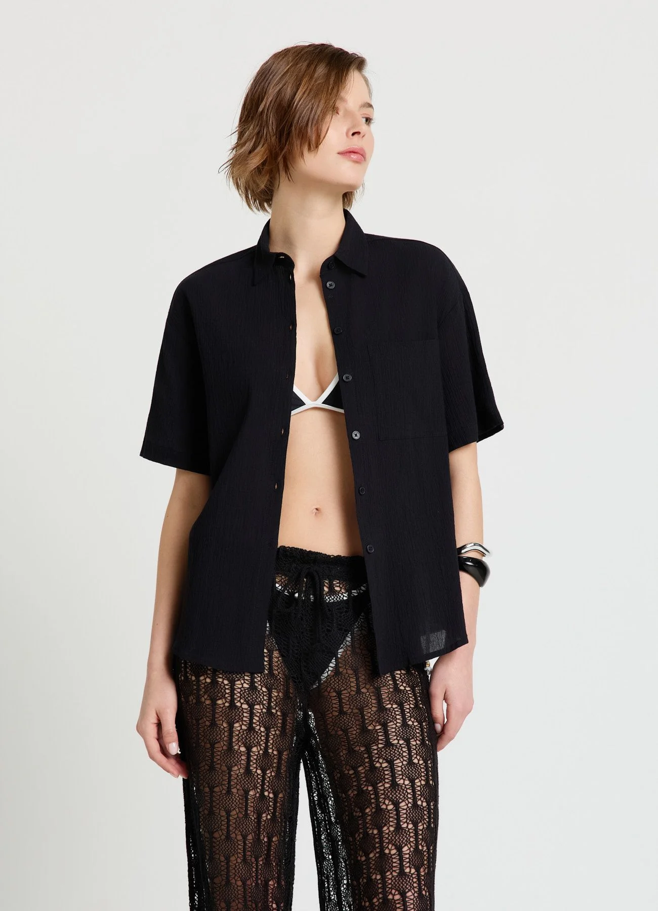 Camicia effetto crinkle con taschino - Image 2