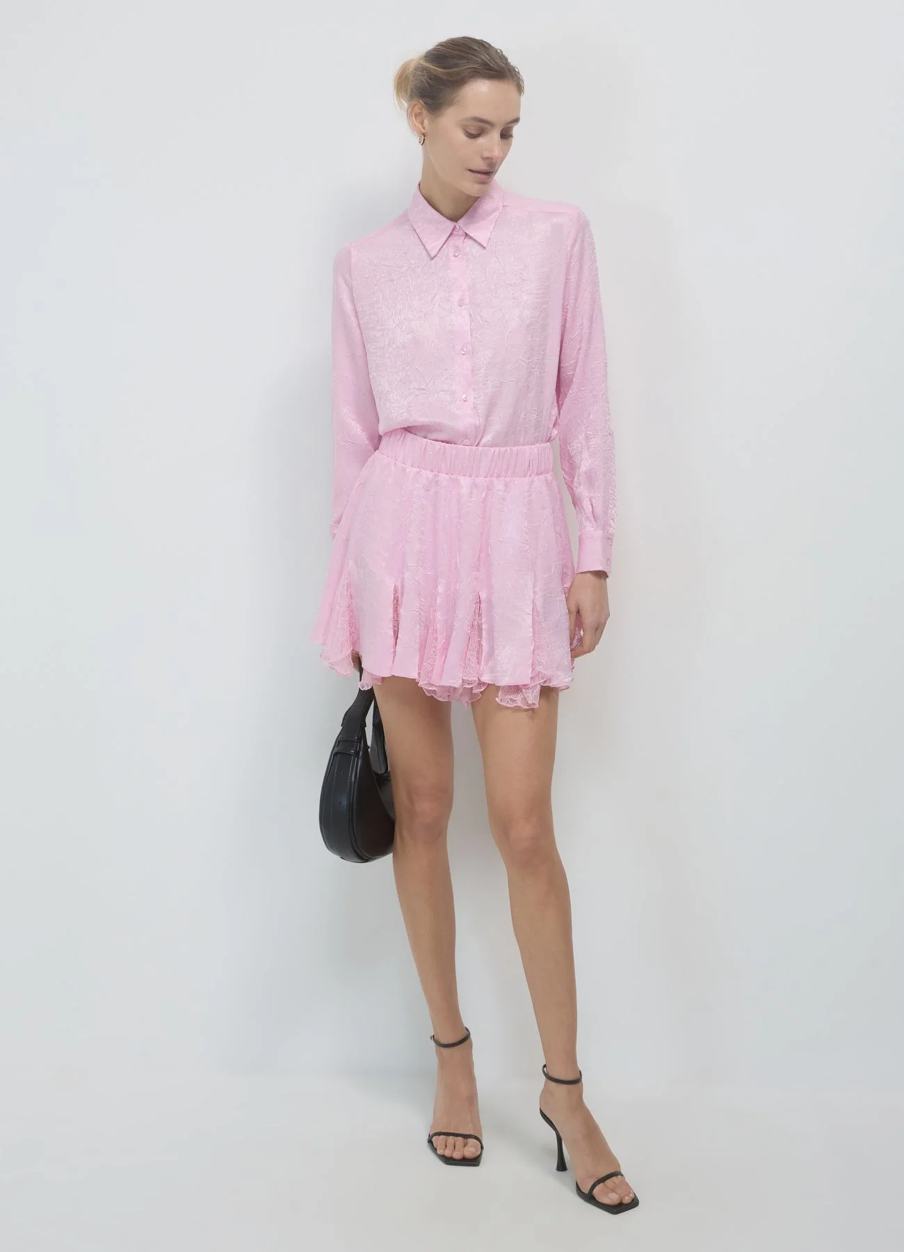 Camicia effetto raso crepe