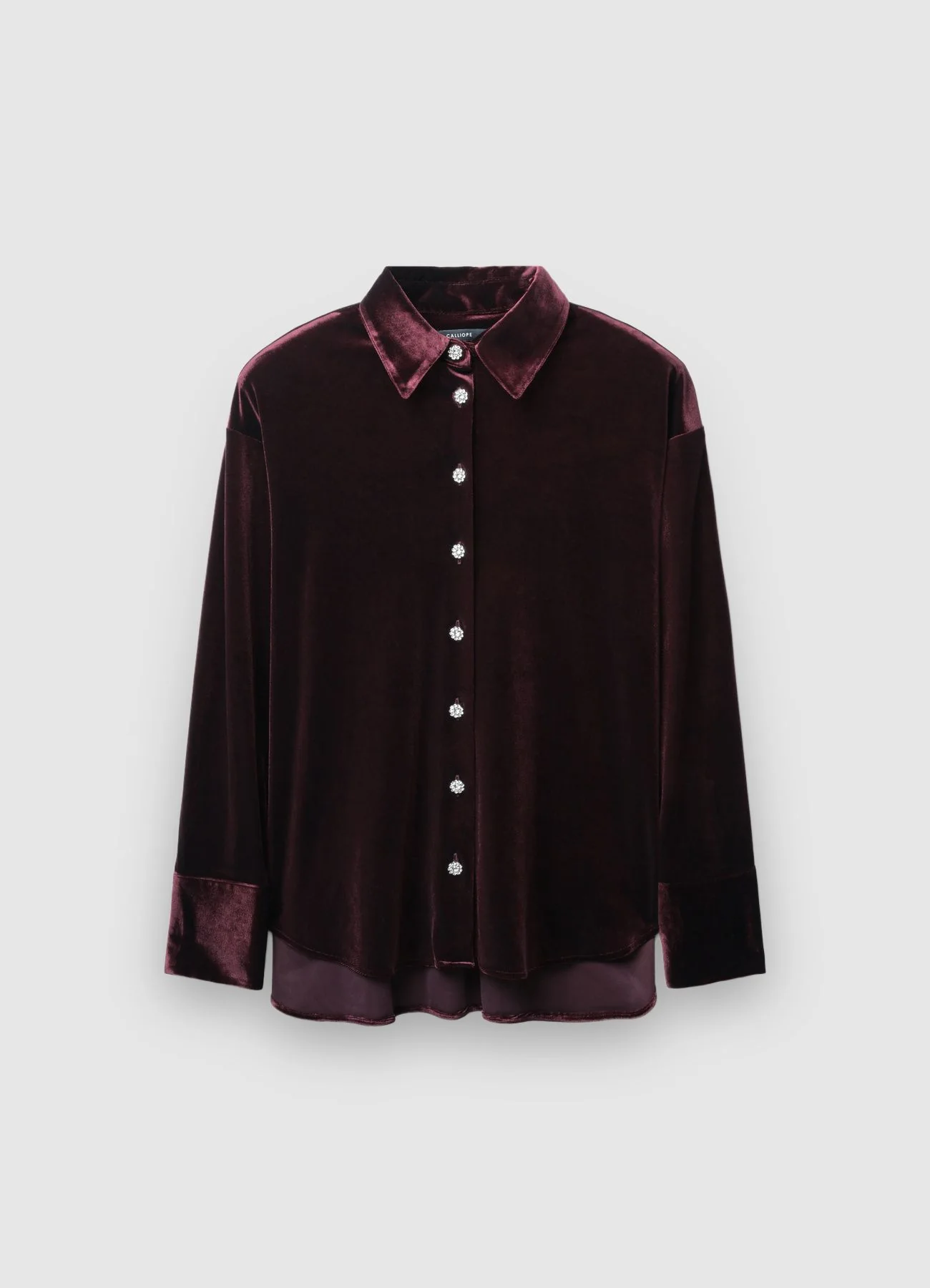 Camicia effetto velluto con bottoni gioiello - Image 4
