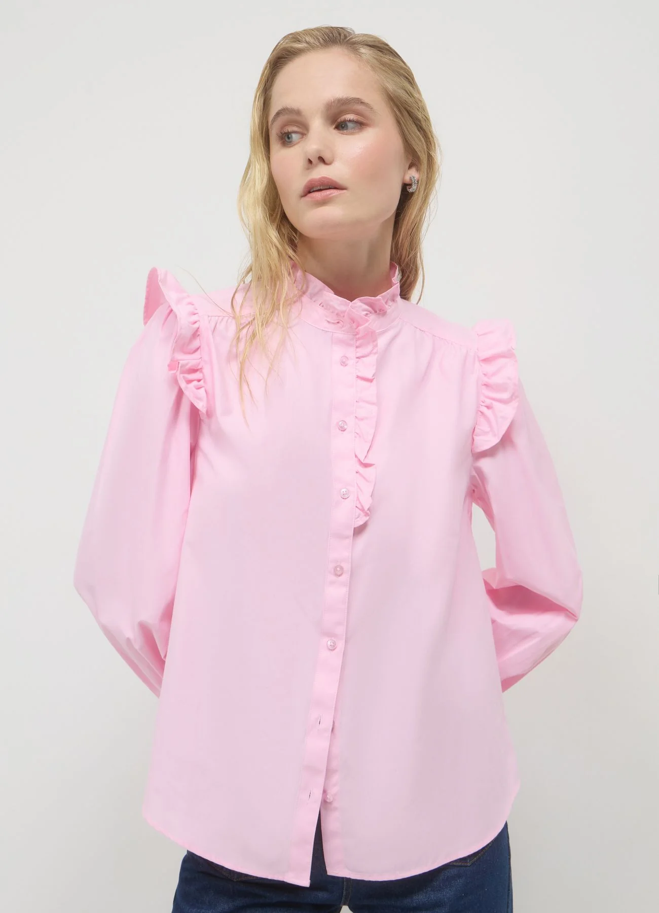Camicia frill bottone gioiello - Image 3