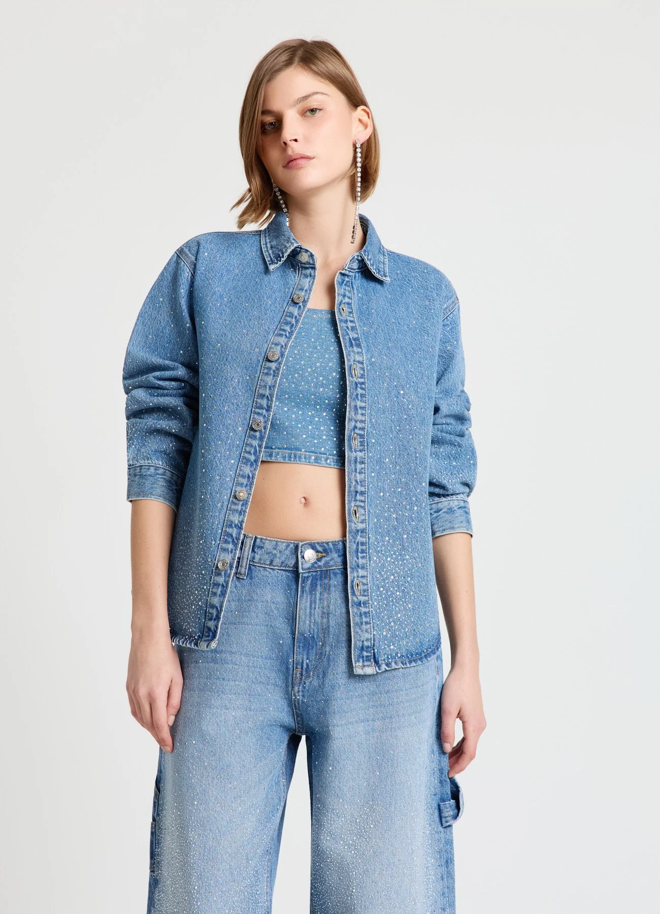 Camicia in denim con strass - Image 3