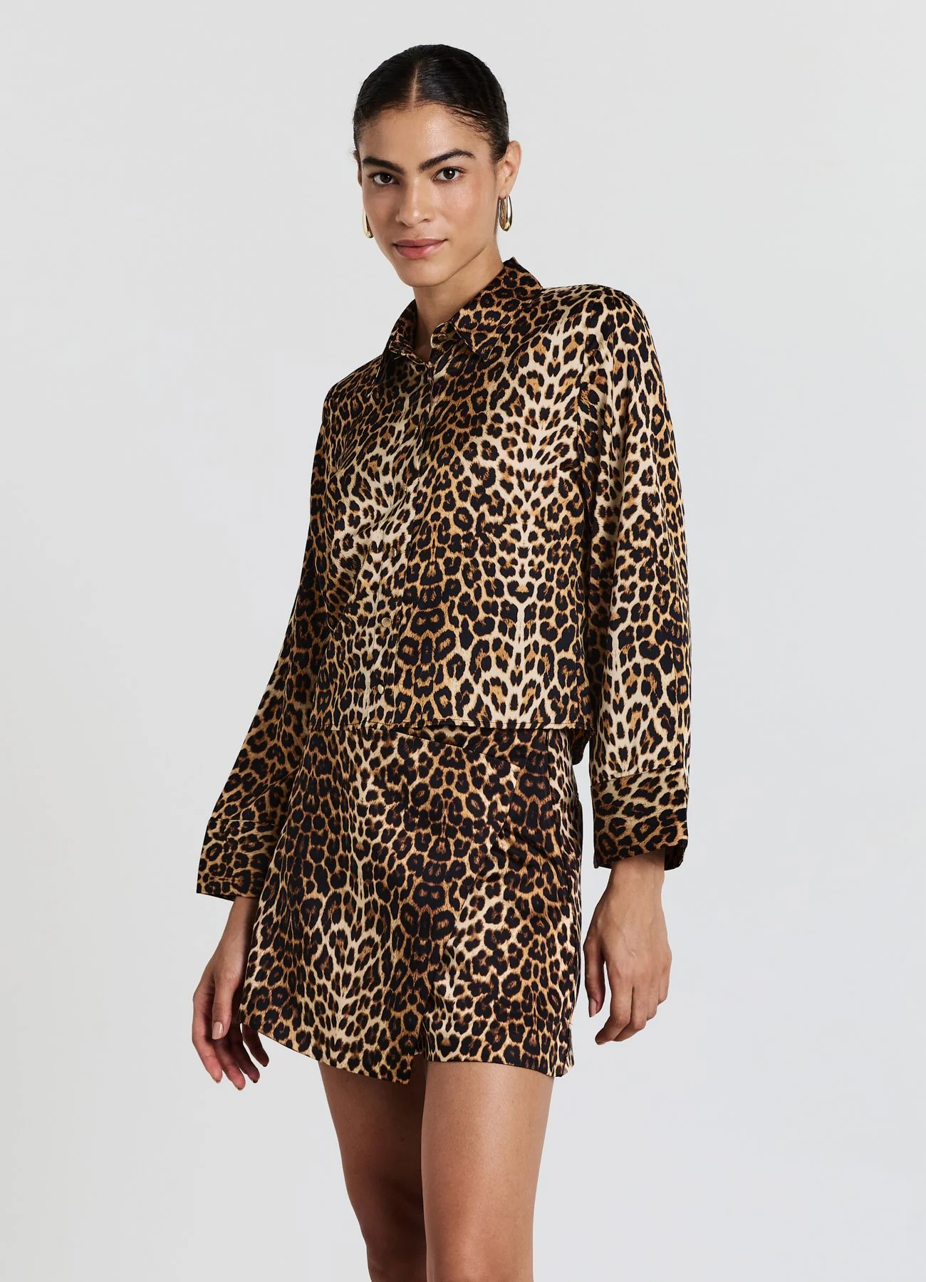 Camicia kimono simil satin fantasia animalier - Image 3