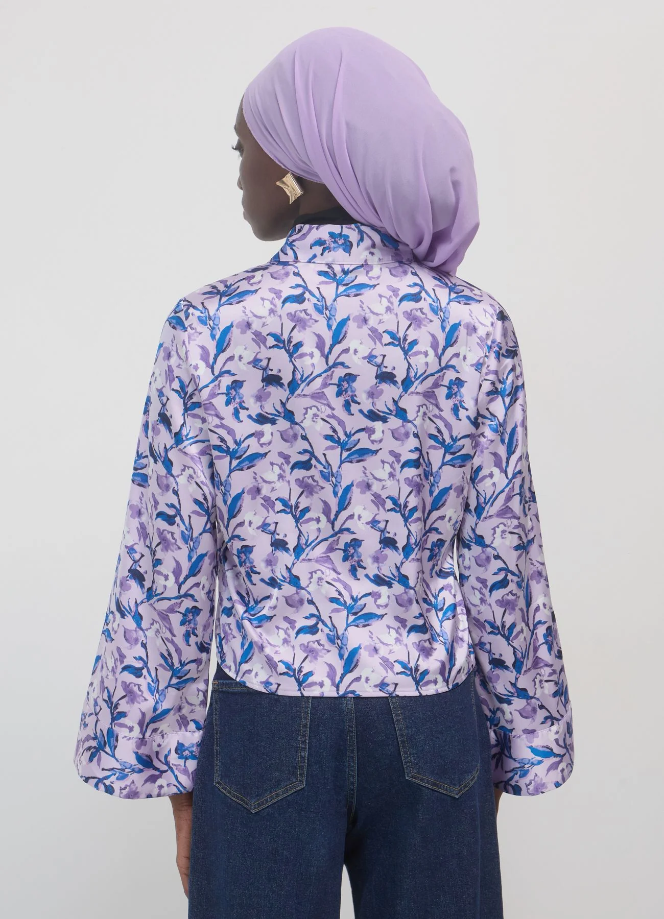 Camicia kimono simil satin fantasia - Image 2