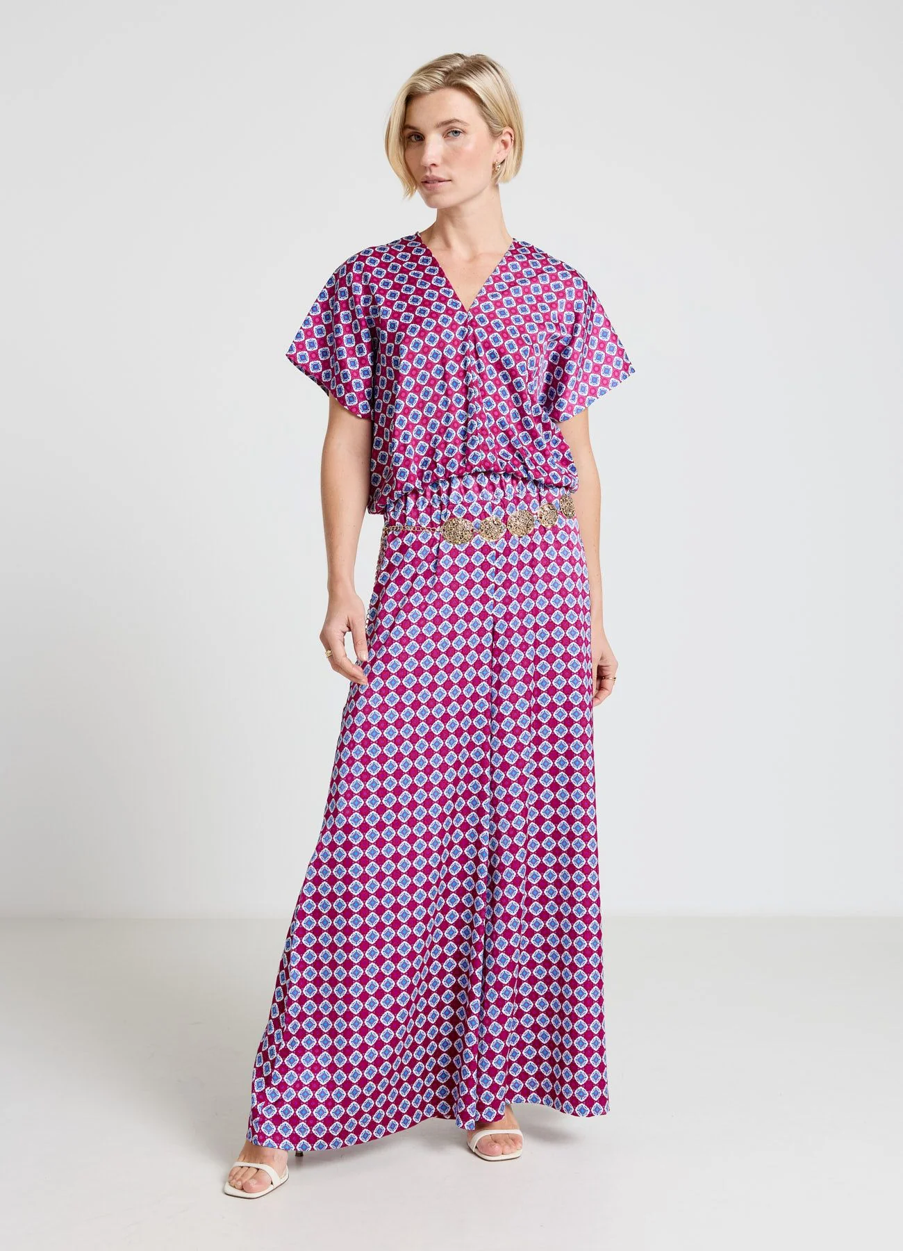Camicia kimono similsatin a fantasia - Image 3