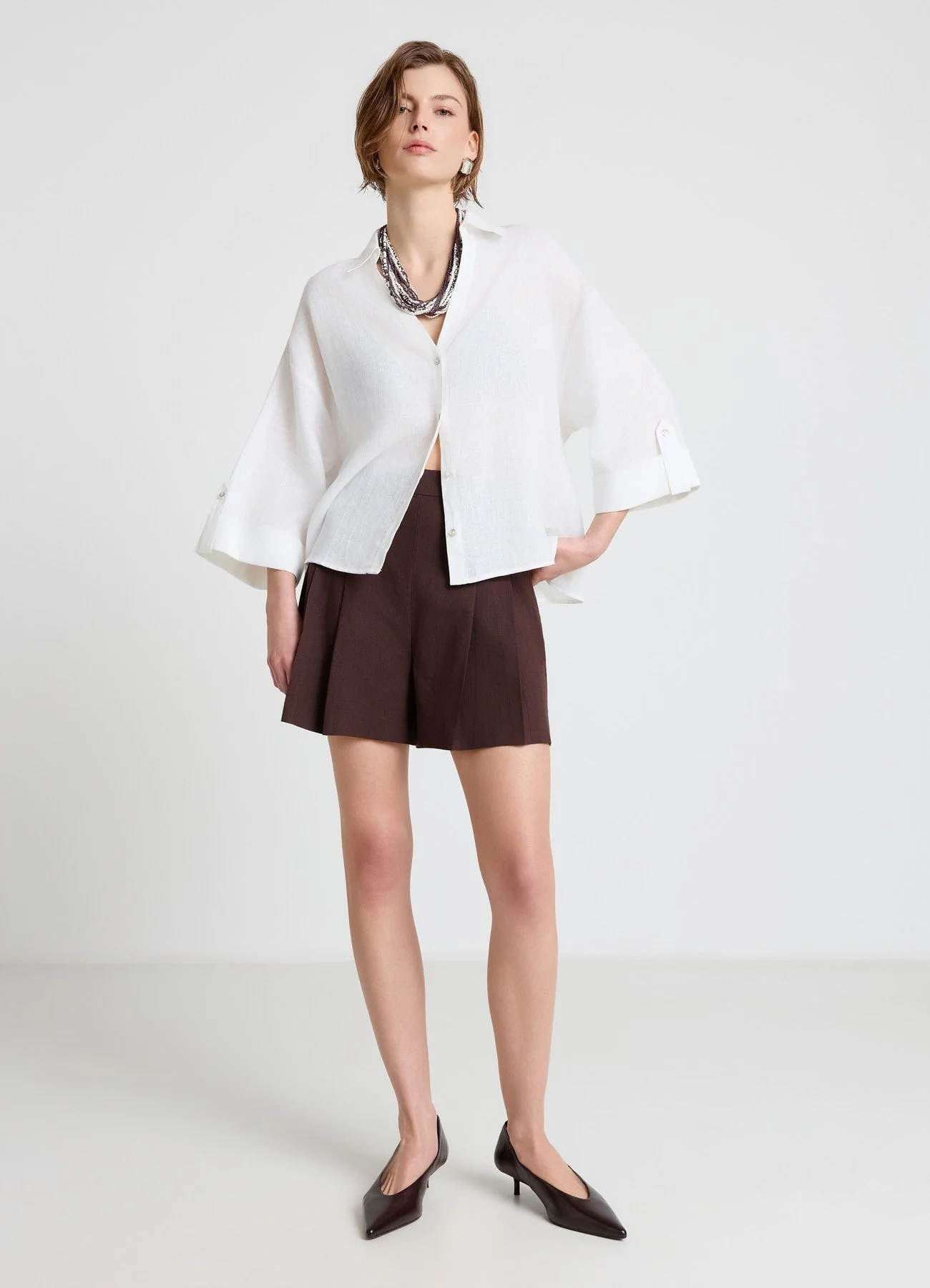 Camicia maniche 3/4 in lino