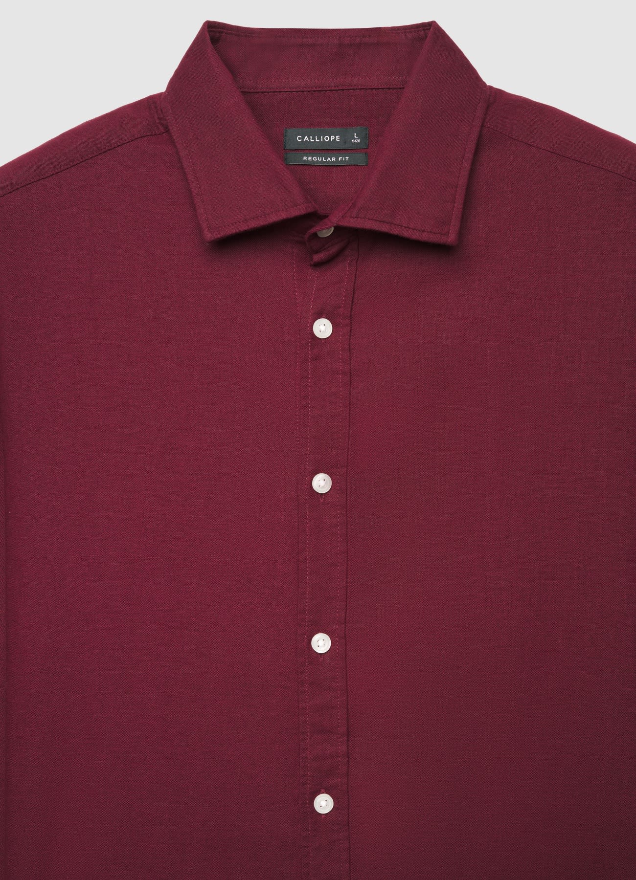 Camicia misto lino a tinta unita - Image 6
