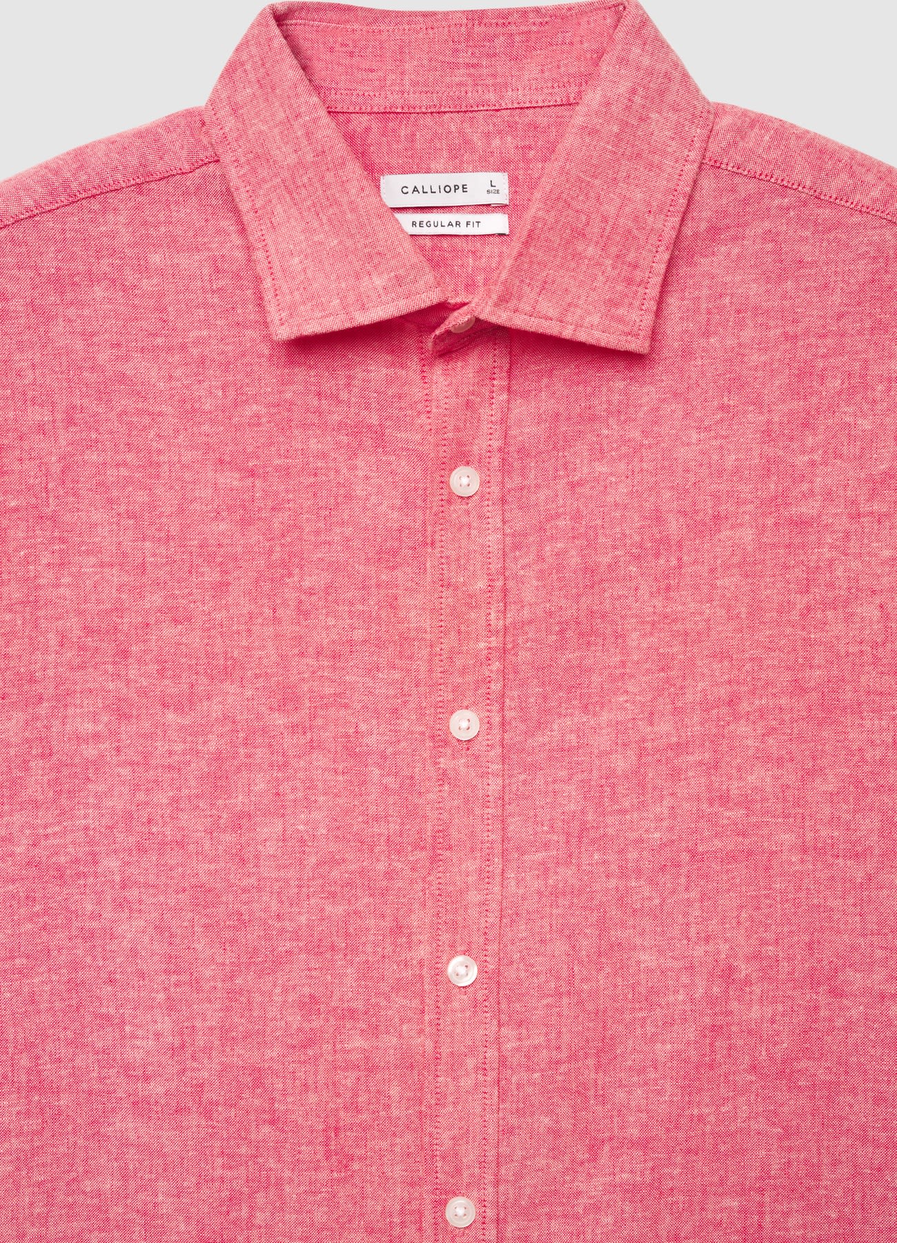 Camicia misto lino a tinta unita - Image 6