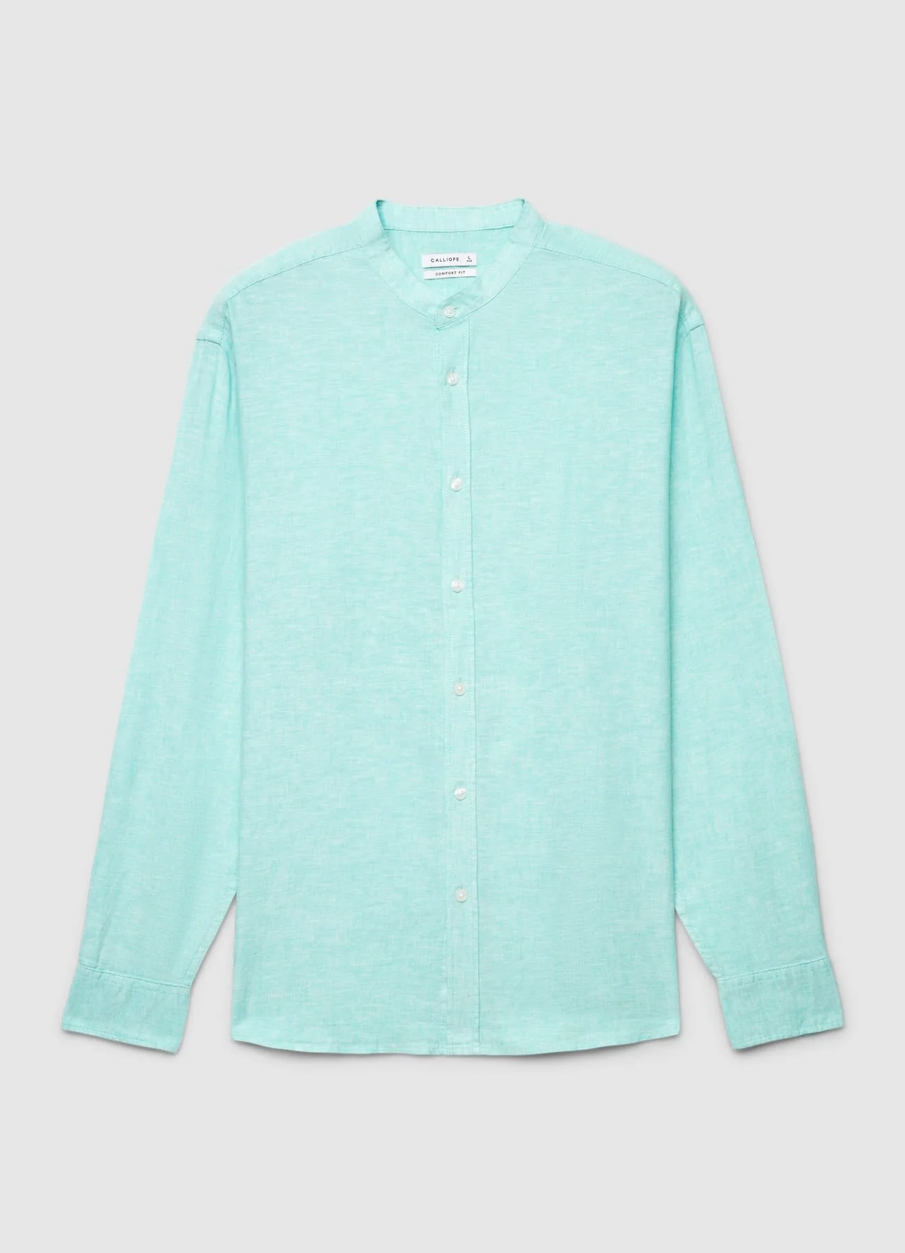 Camicia misto lino con colletto coreano - Image 3