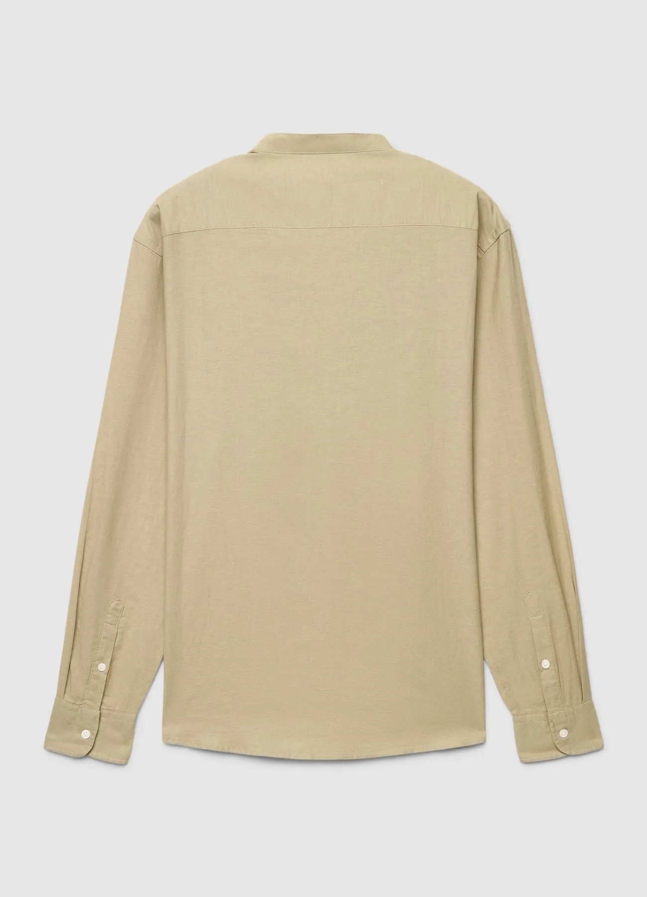 Camicia misto lino con colletto coreano