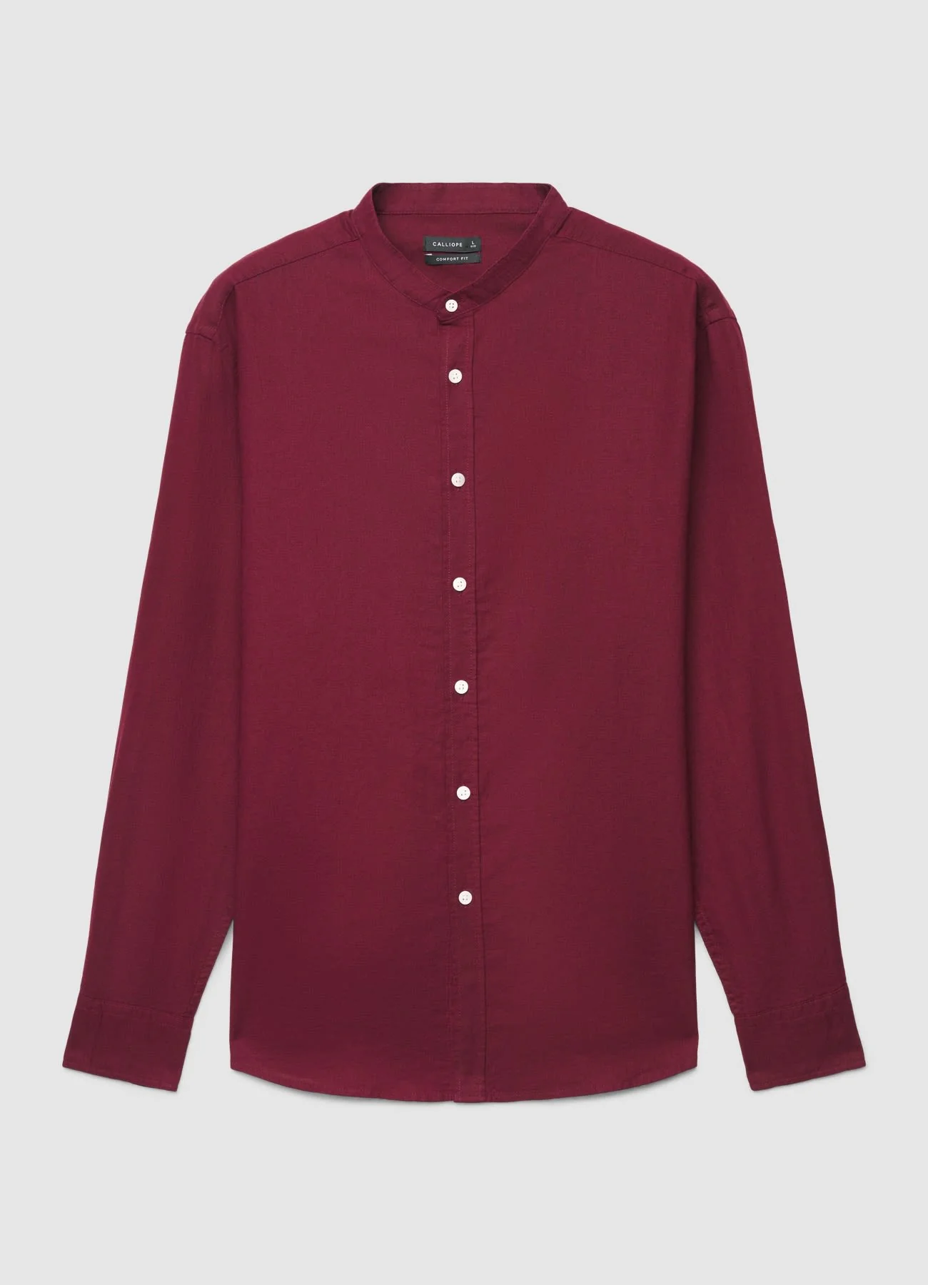 Camicia misto lino con colletto coreano - Image 2