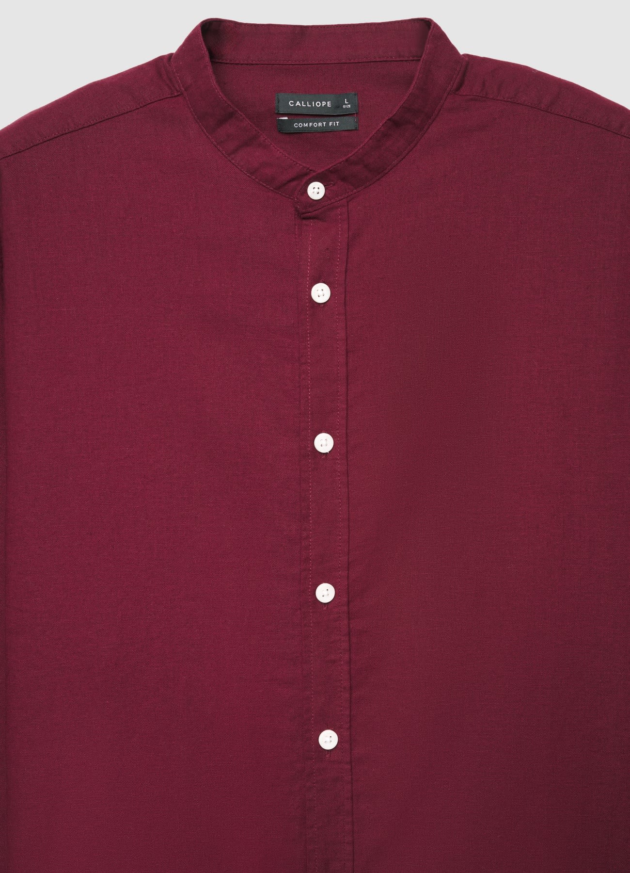 Camicia misto lino con colletto coreano - Image 3
