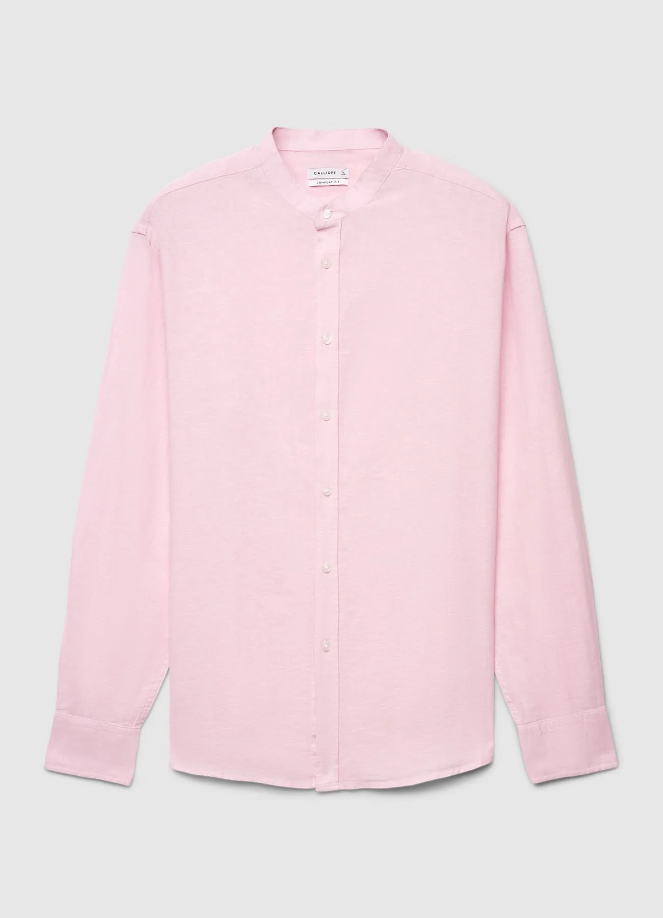 Camicia misto lino con colletto coreano - Image 2