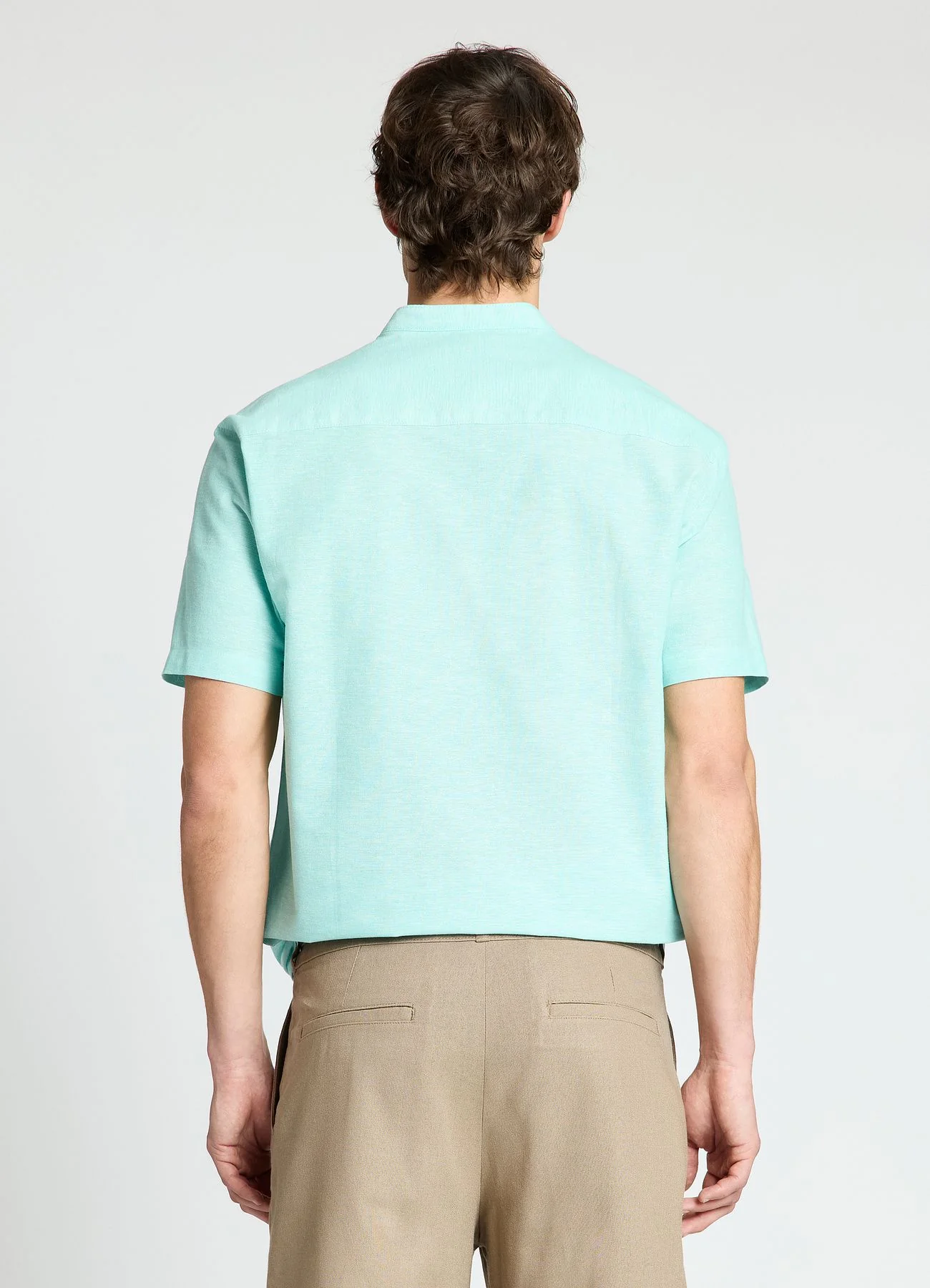 Camicia misto lino con collo coreana - Image 2