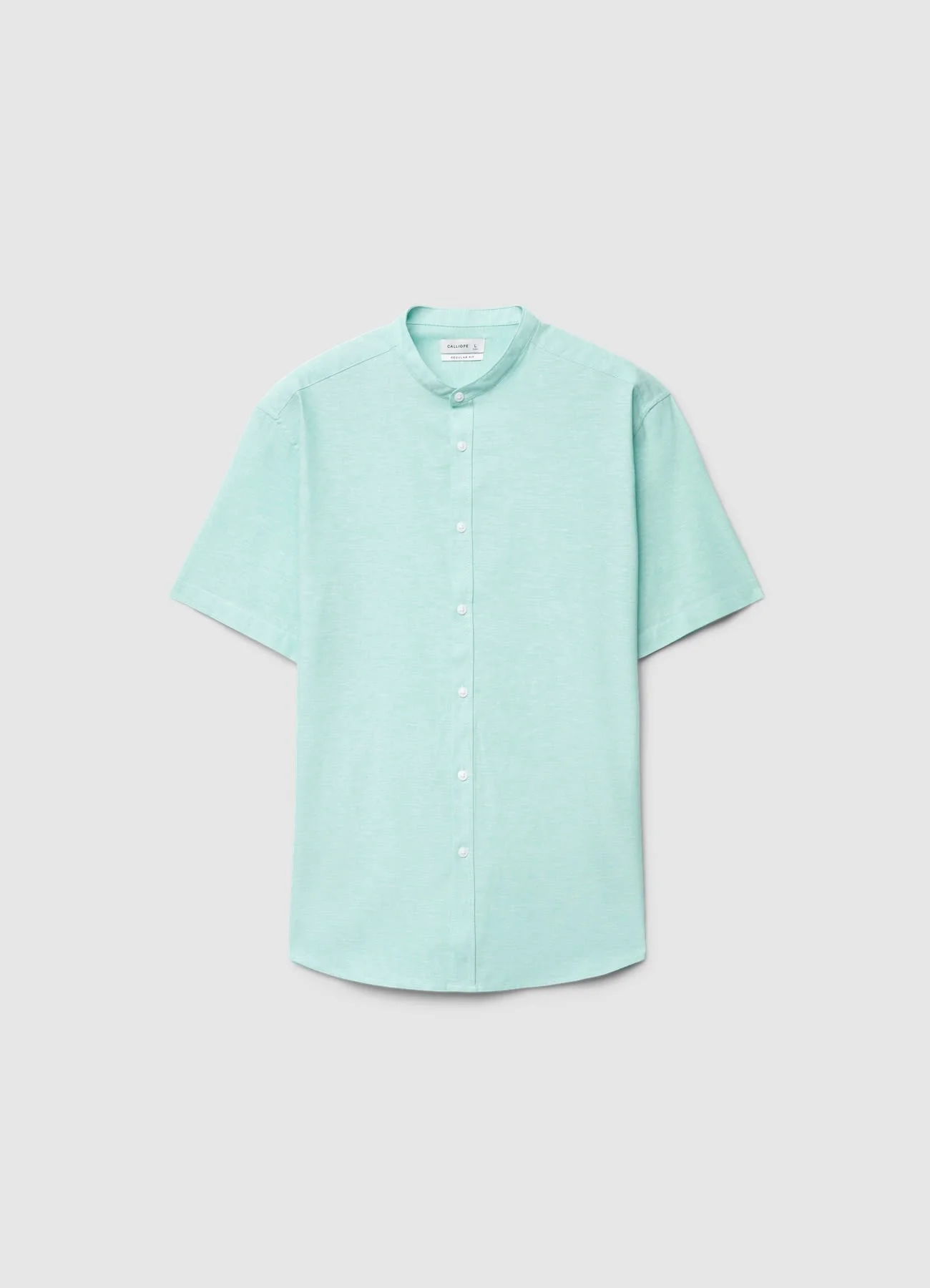 Camicia misto lino con collo coreana - Image 4