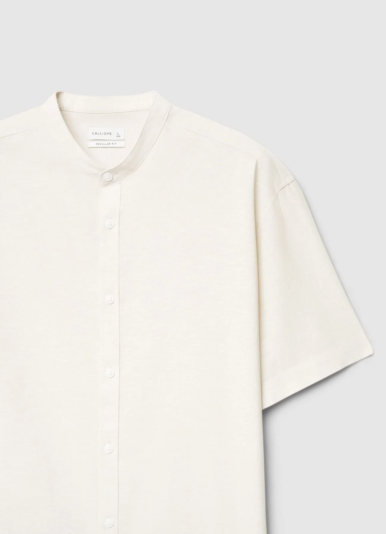 Camicia misto lino con collo coreana - Image 5