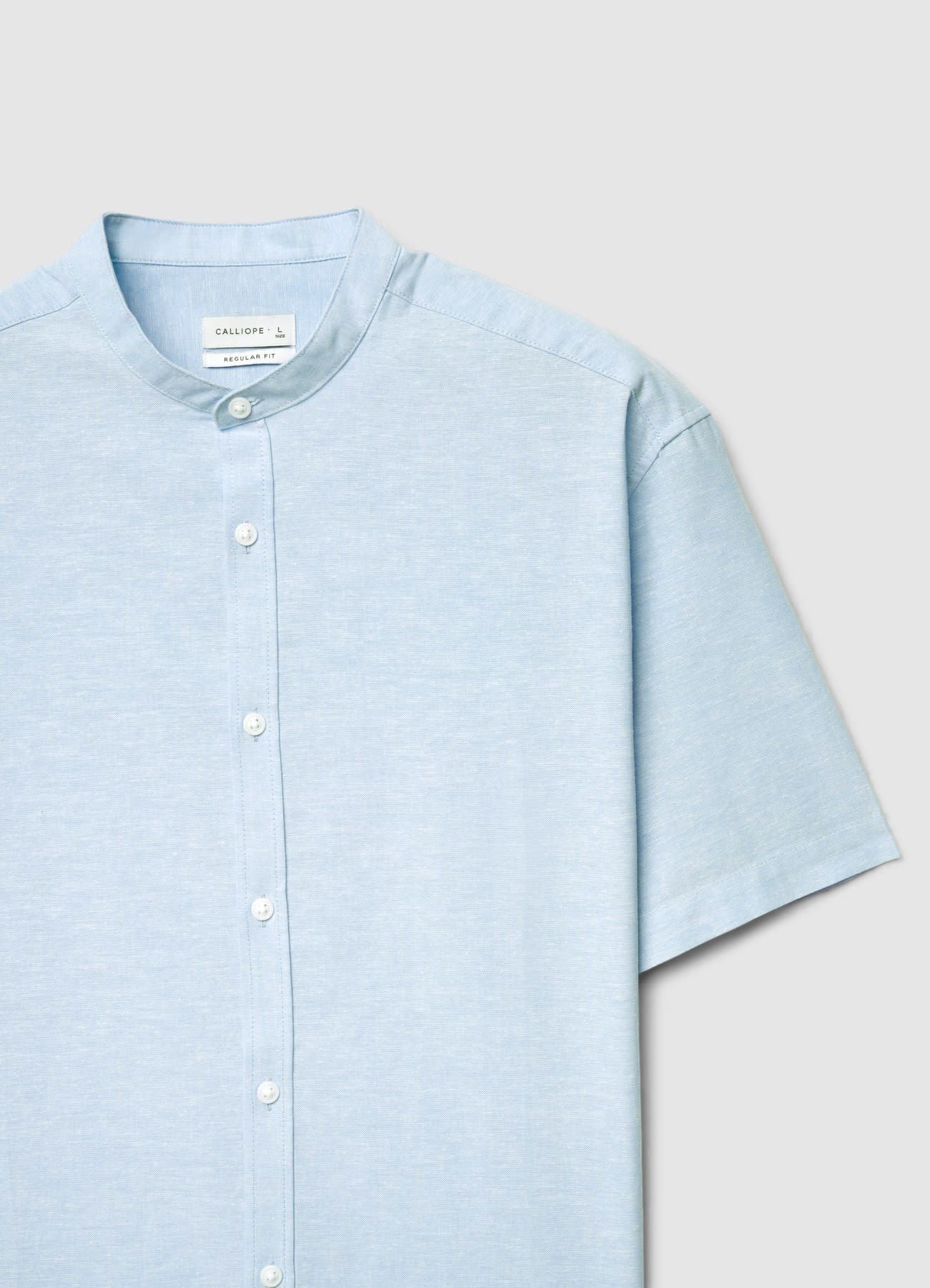Camicia misto lino con collo coreana - Image 4