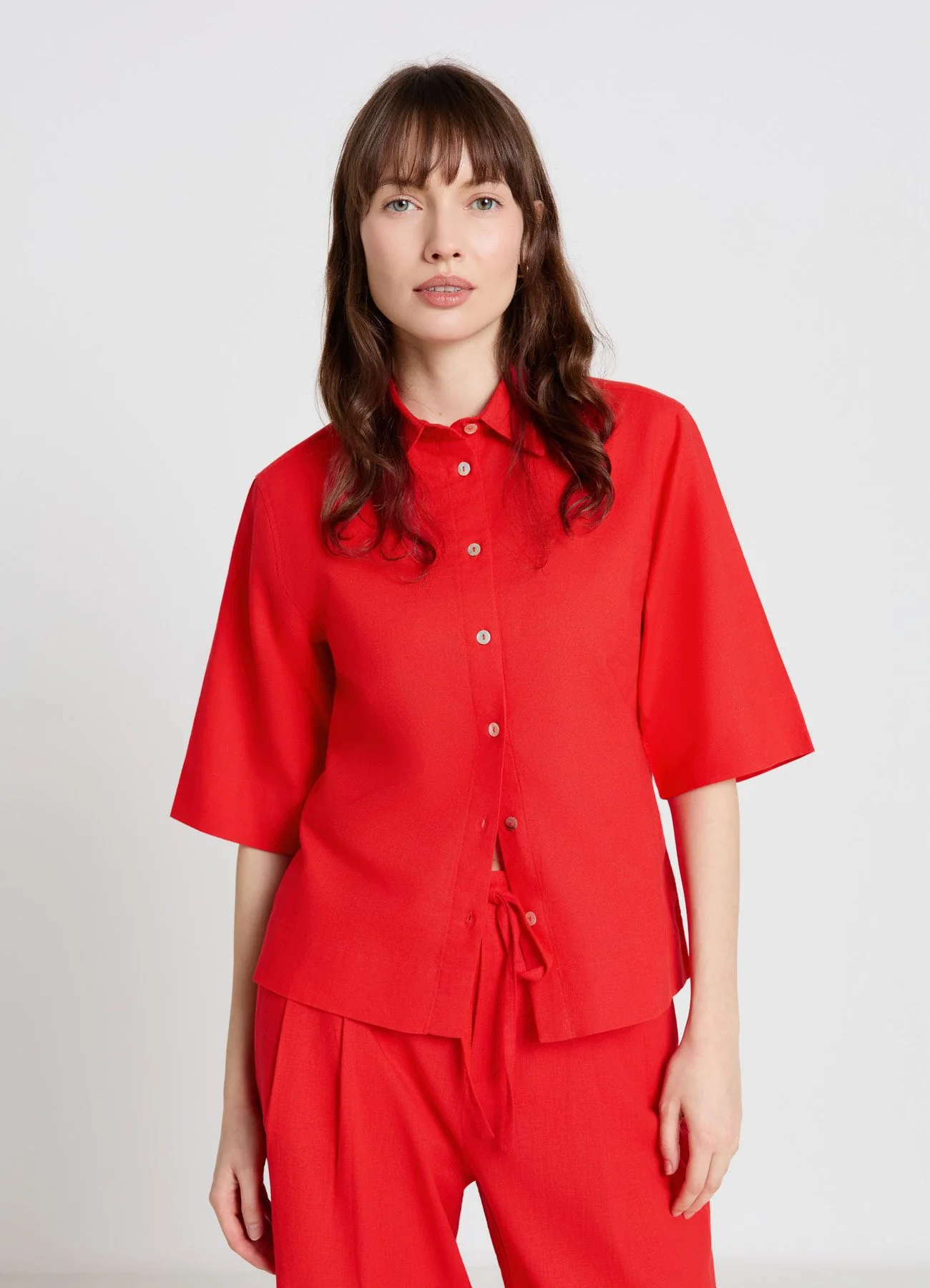 Camicia misto lino tinta unita - Image 2
