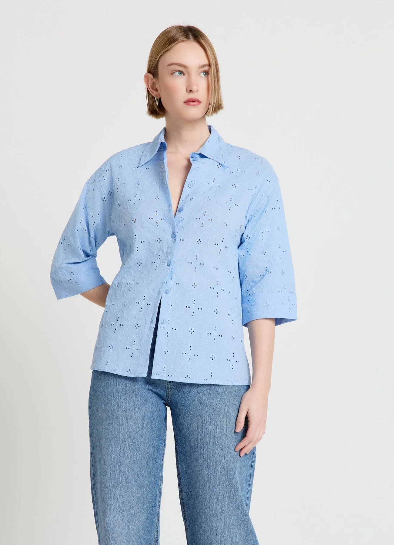 Camicia oversize in sangallo - Image 2