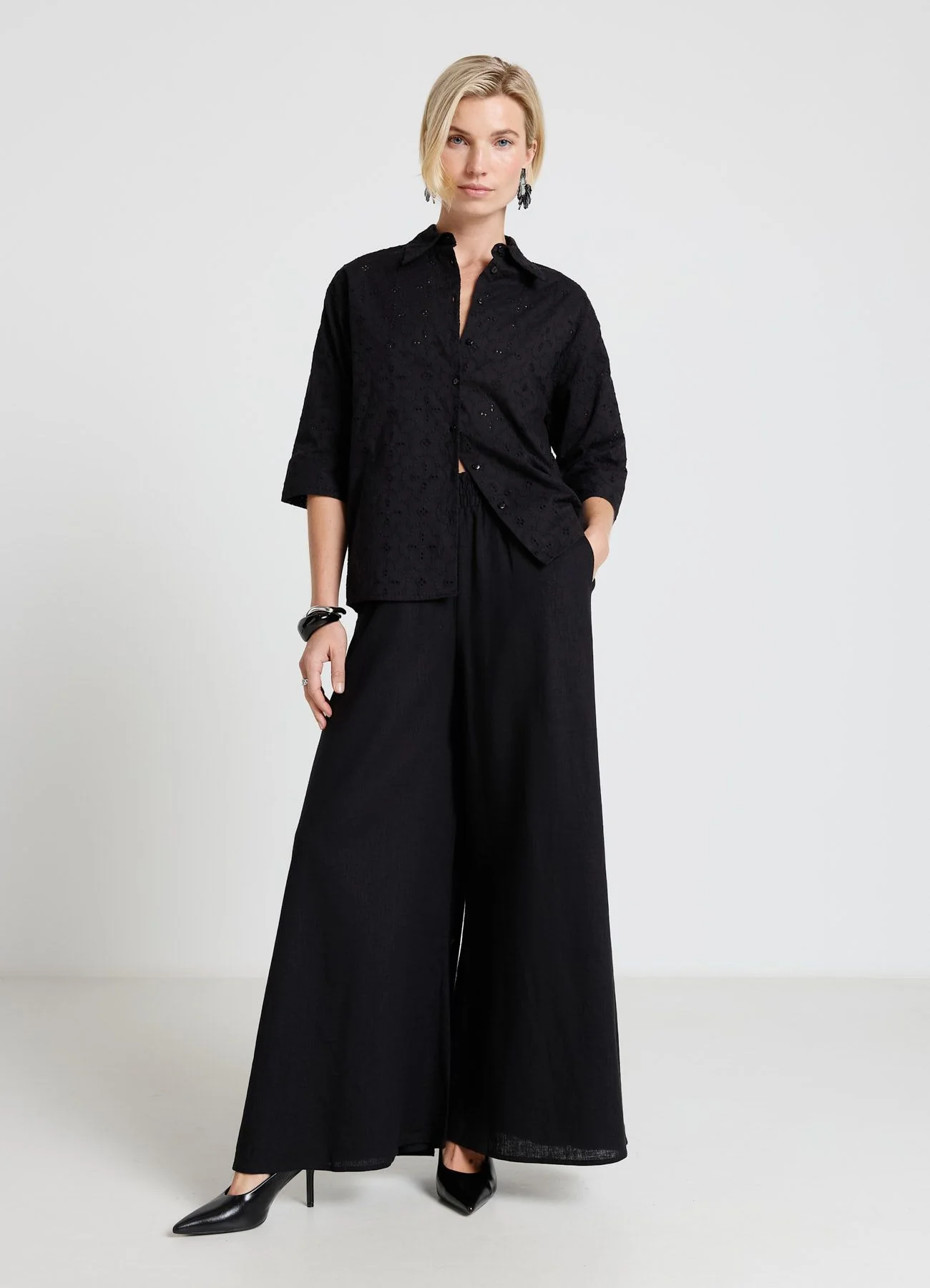 Camicia oversize in sangallo