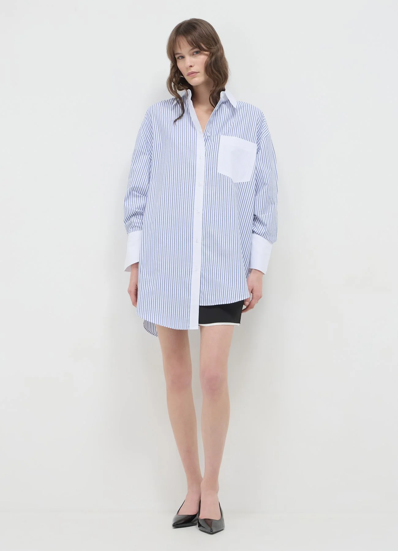 Camicia oversize righe maniche arricciate - Image 2