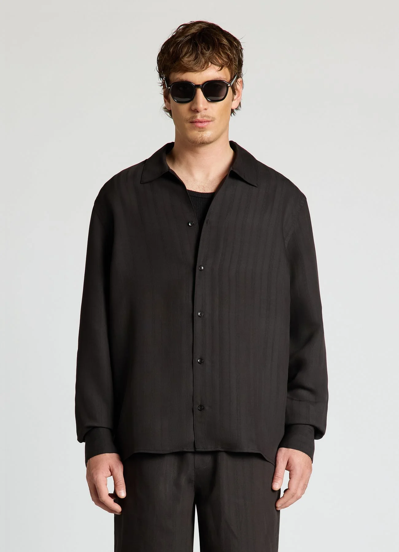 Camicia righe jacquard tono su tono