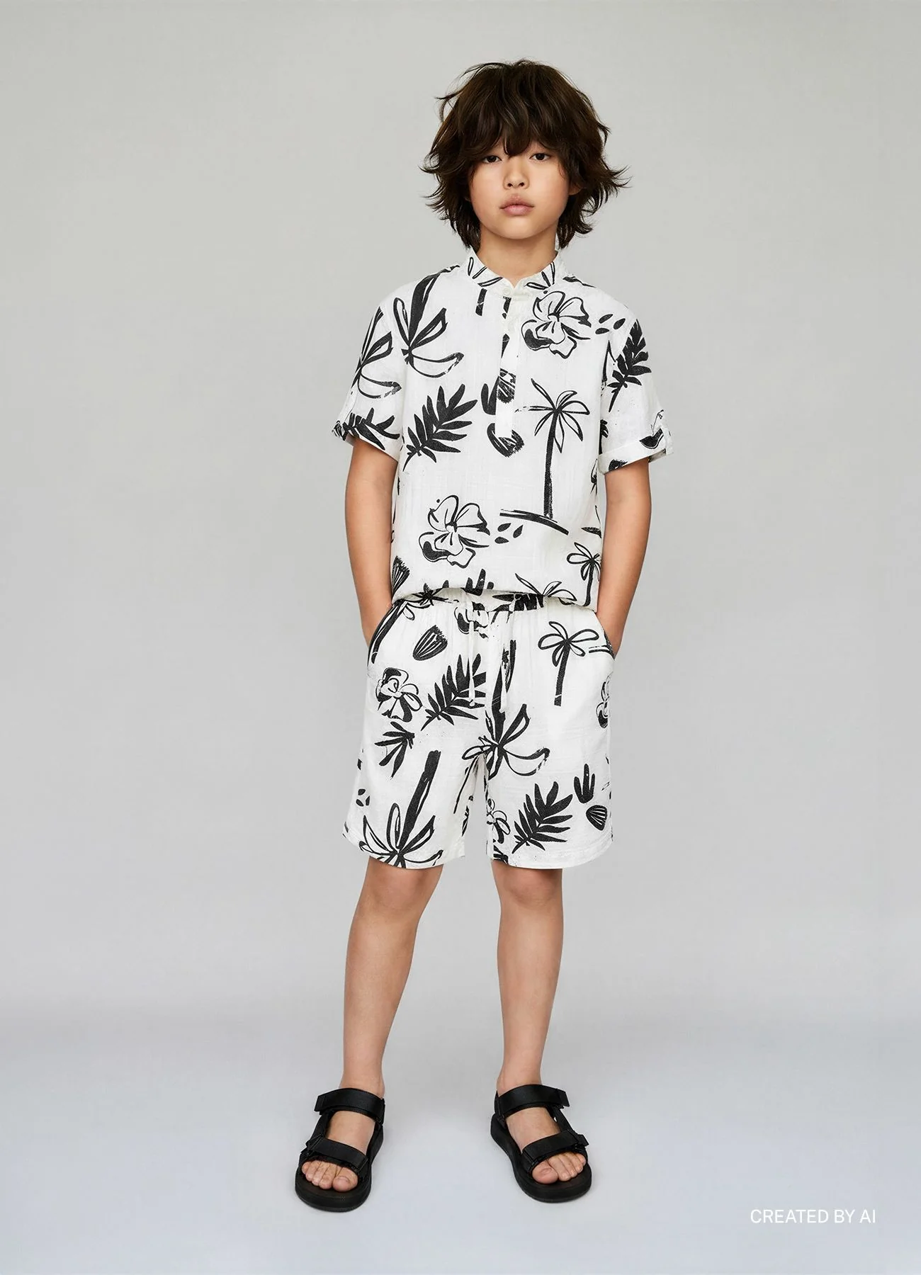 Camicia serafino con stampa tropicale - Image 4