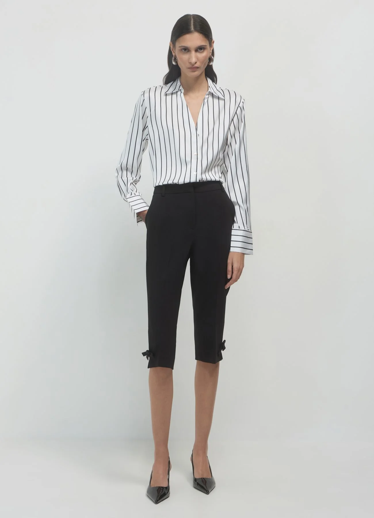 Camicia simil satin a righe
