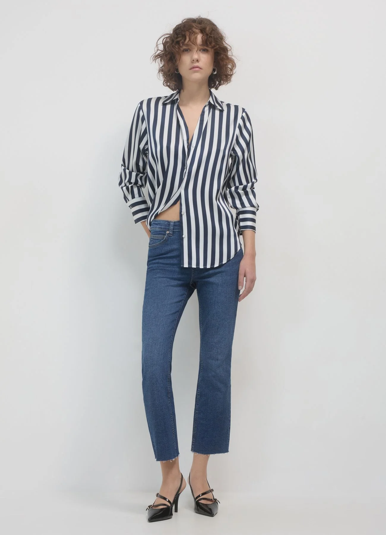 Camicia simil satin a righe - Image 2