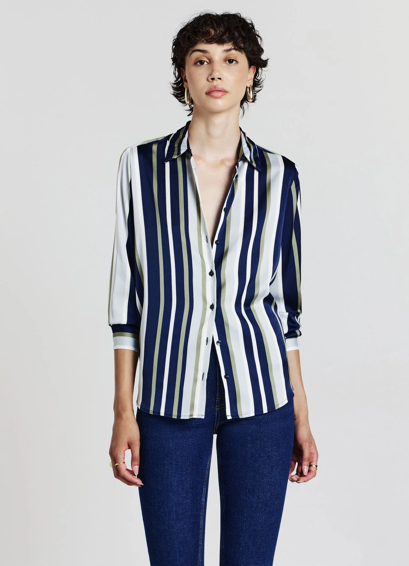 Camicia simil satin a righe - Image 7