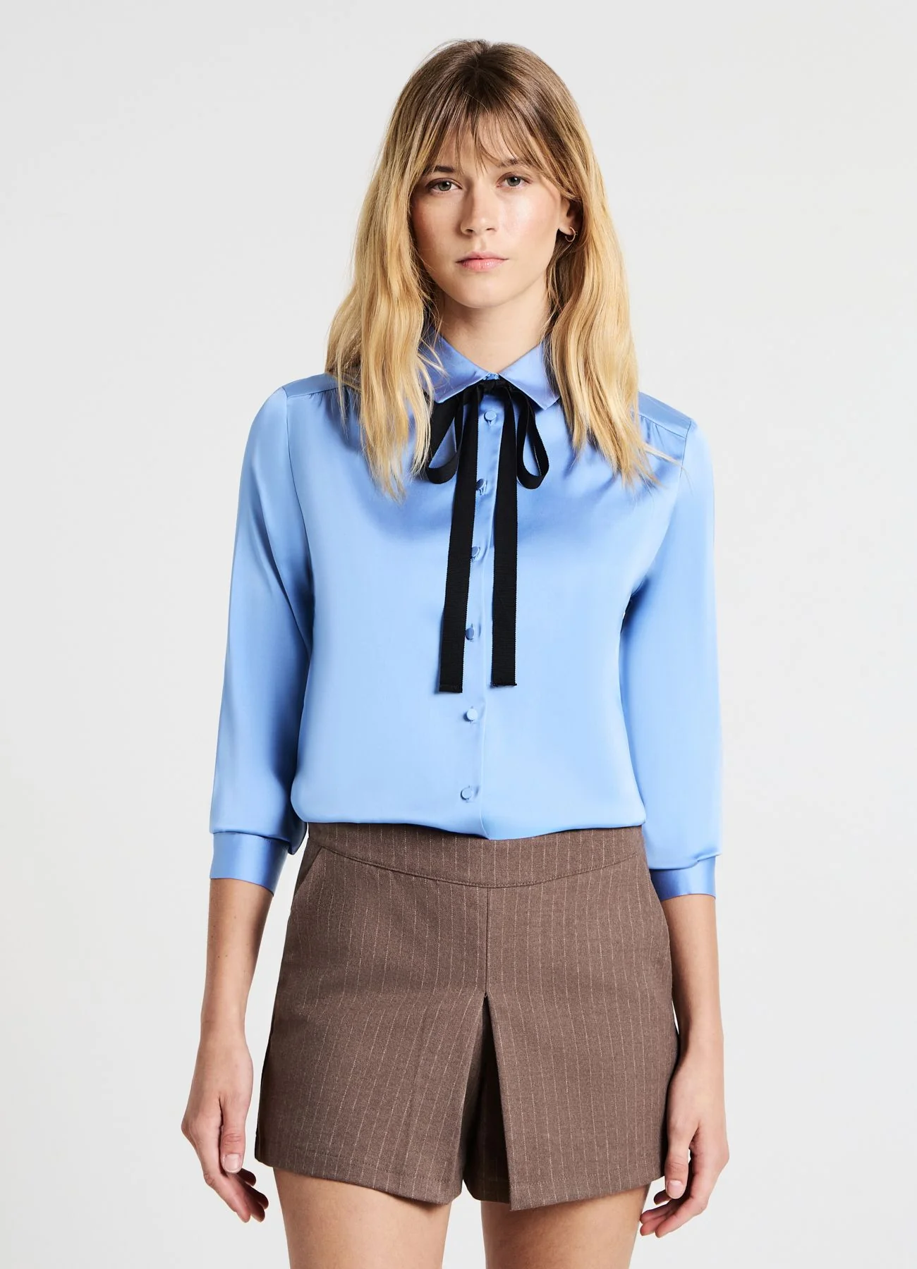 Camicia simil satin cravattino