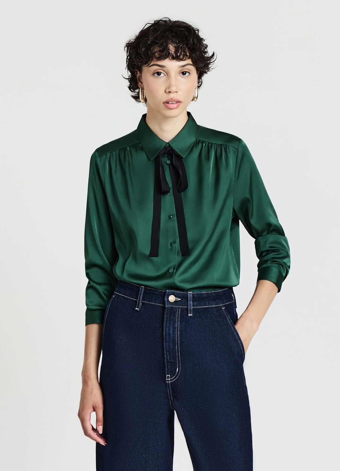Camicia simil satin cravattino - Image 2