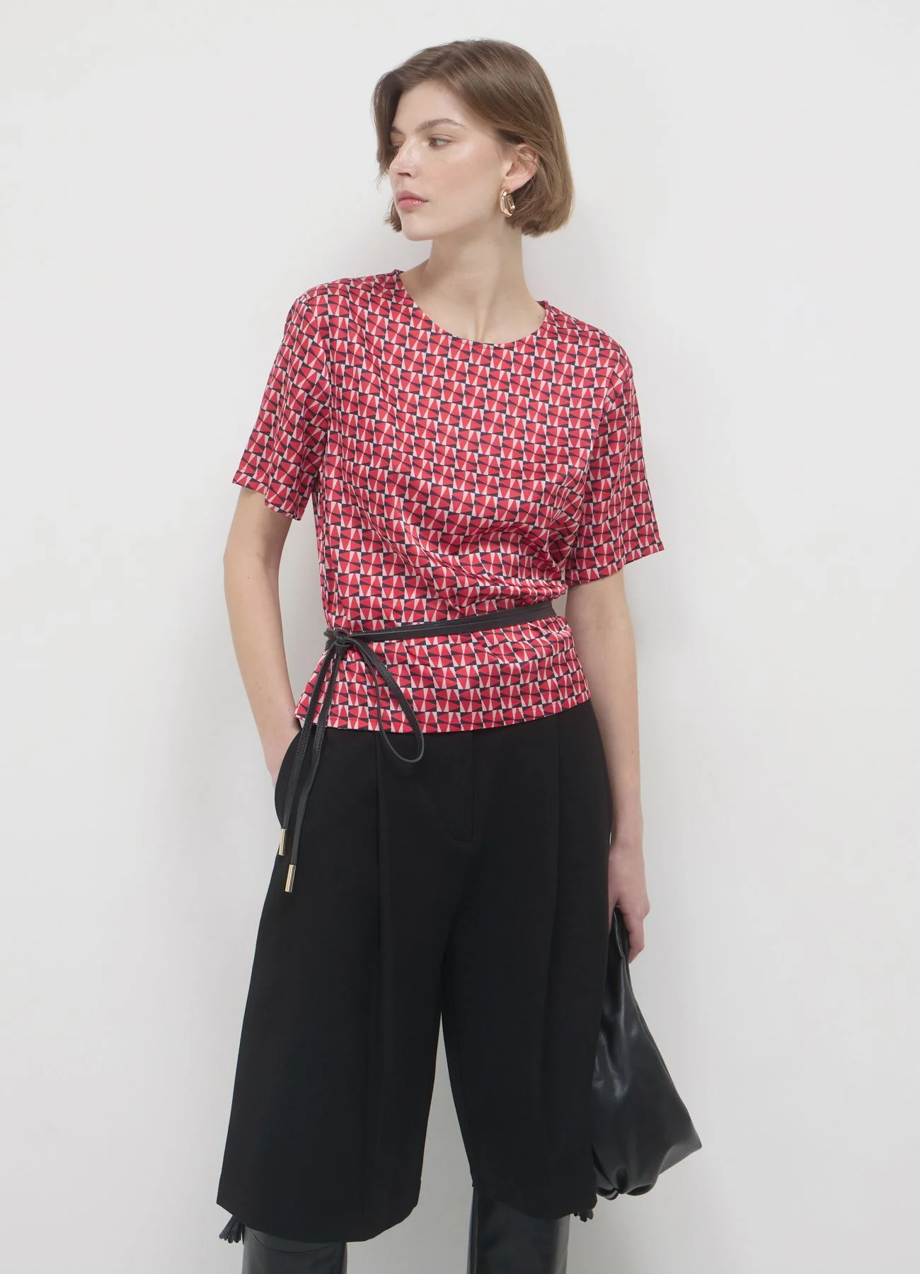 Camicia simil satin fantasia