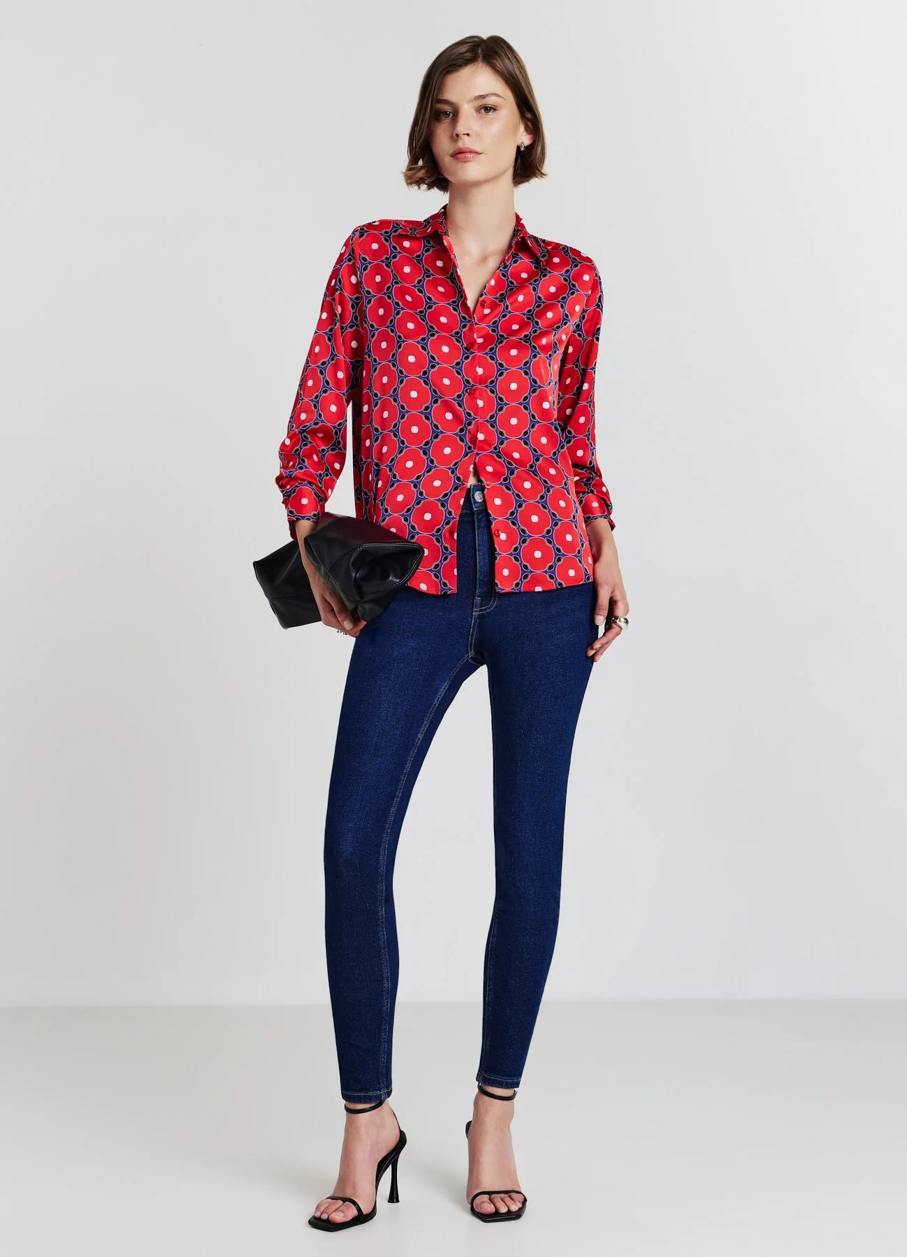 Camicia simil satin fantasia