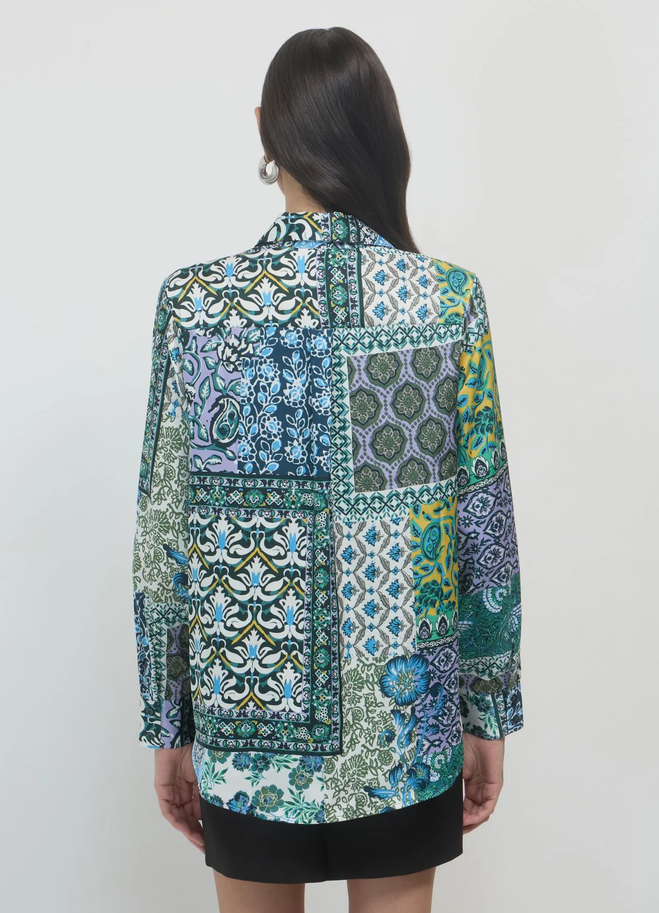 Camicia simil satin fantasia patchwork - Image 2