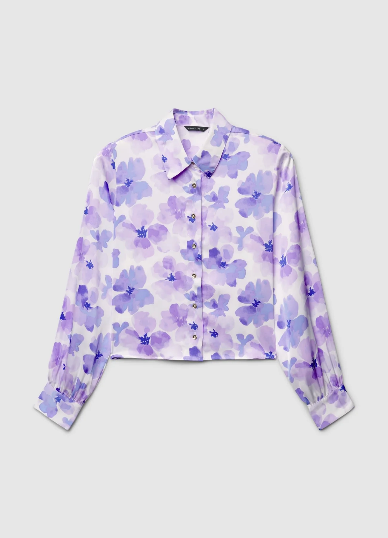 Camicia similsatin con stampa e maniche palloncino - Image 6