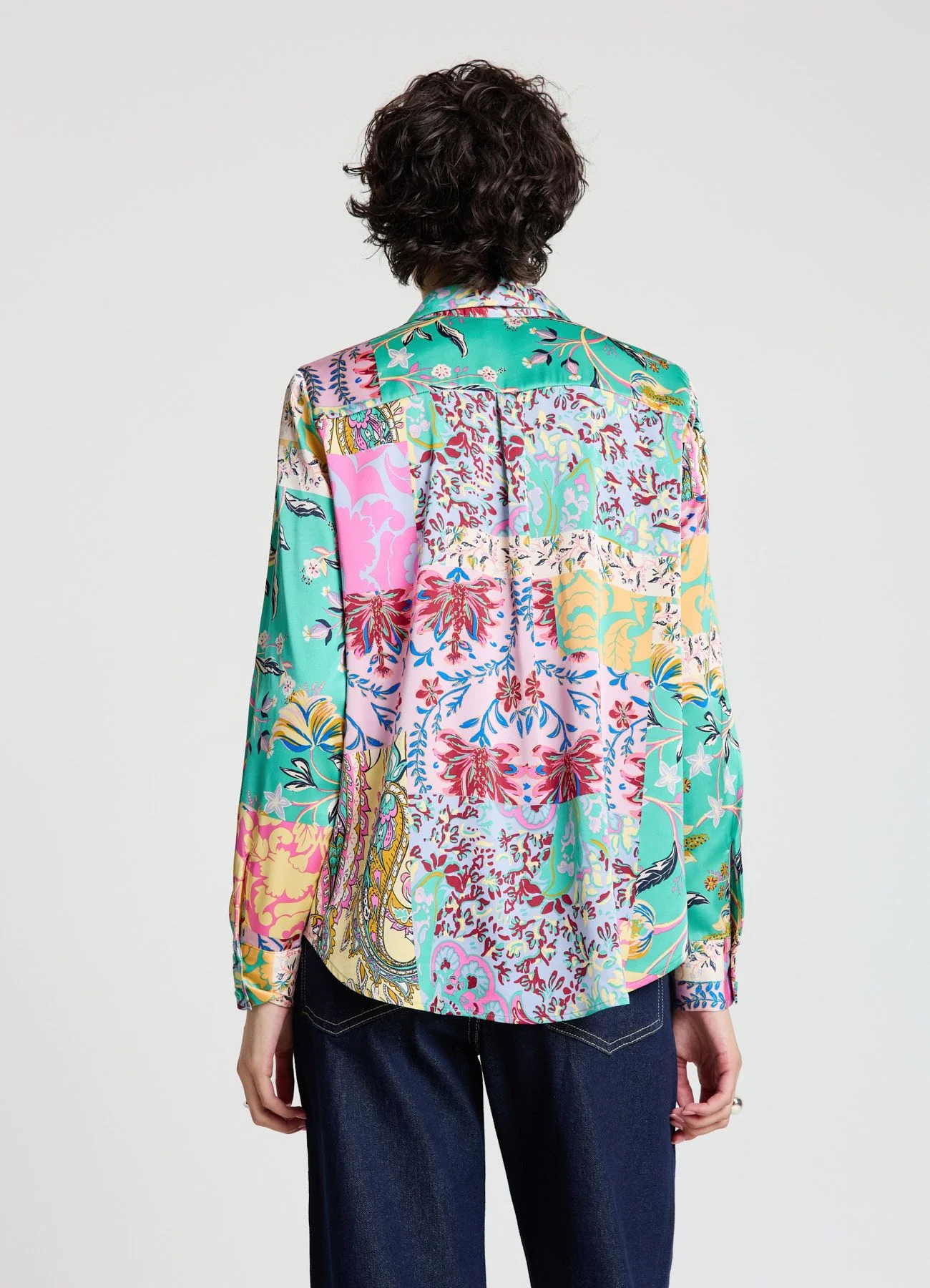 Camicia similsatin stampa patchwork - Image 2