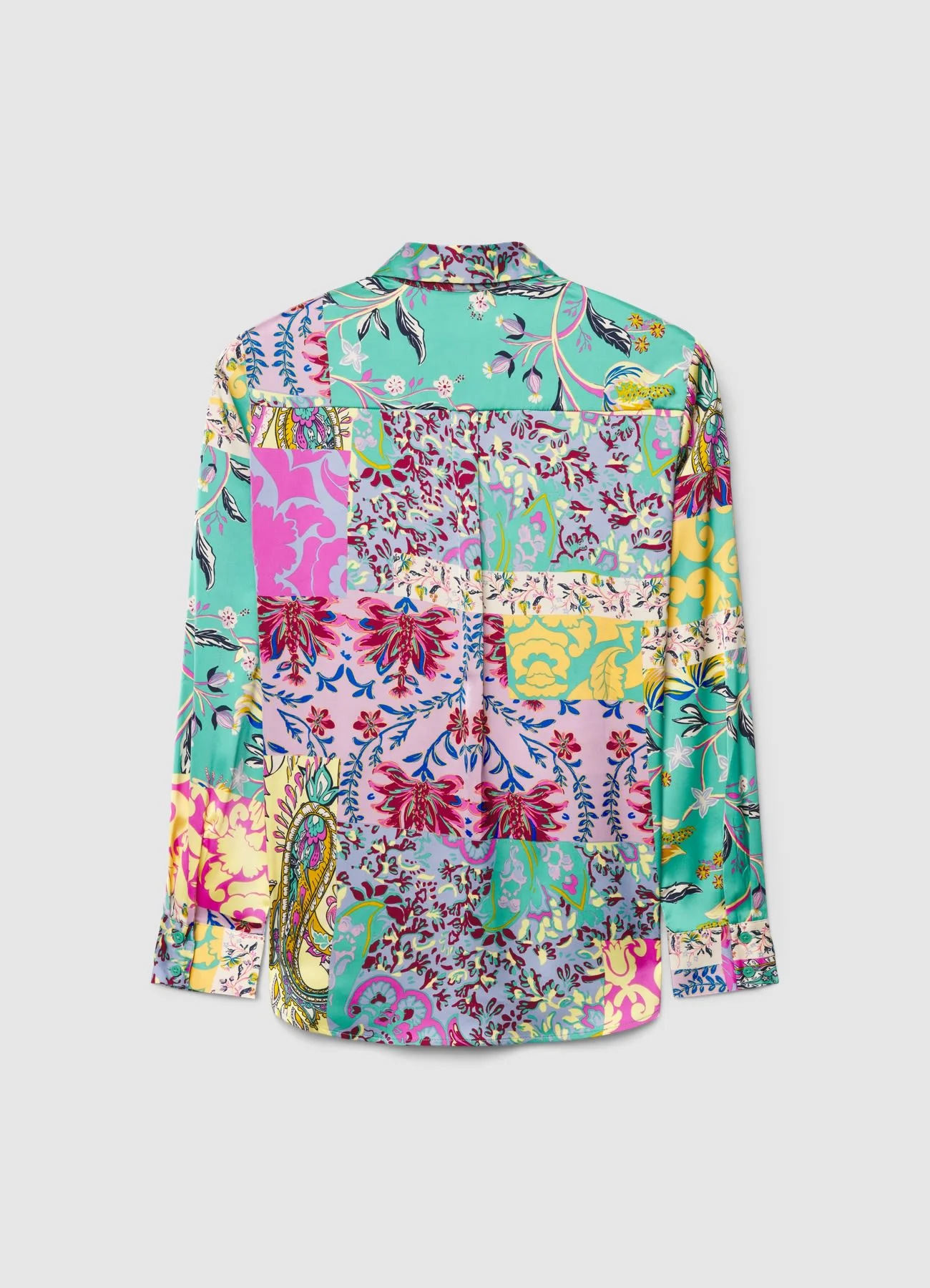 Camicia similsatin stampa patchwork - Image 4