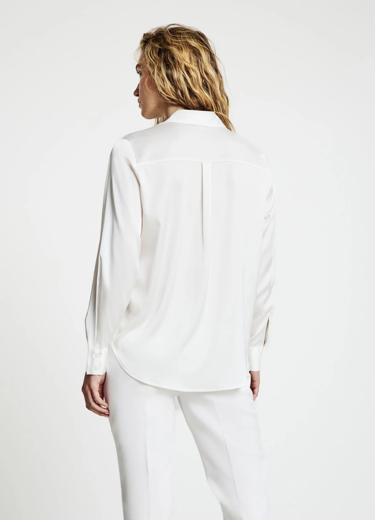 Camicia similsatin tinta unita - Image 2