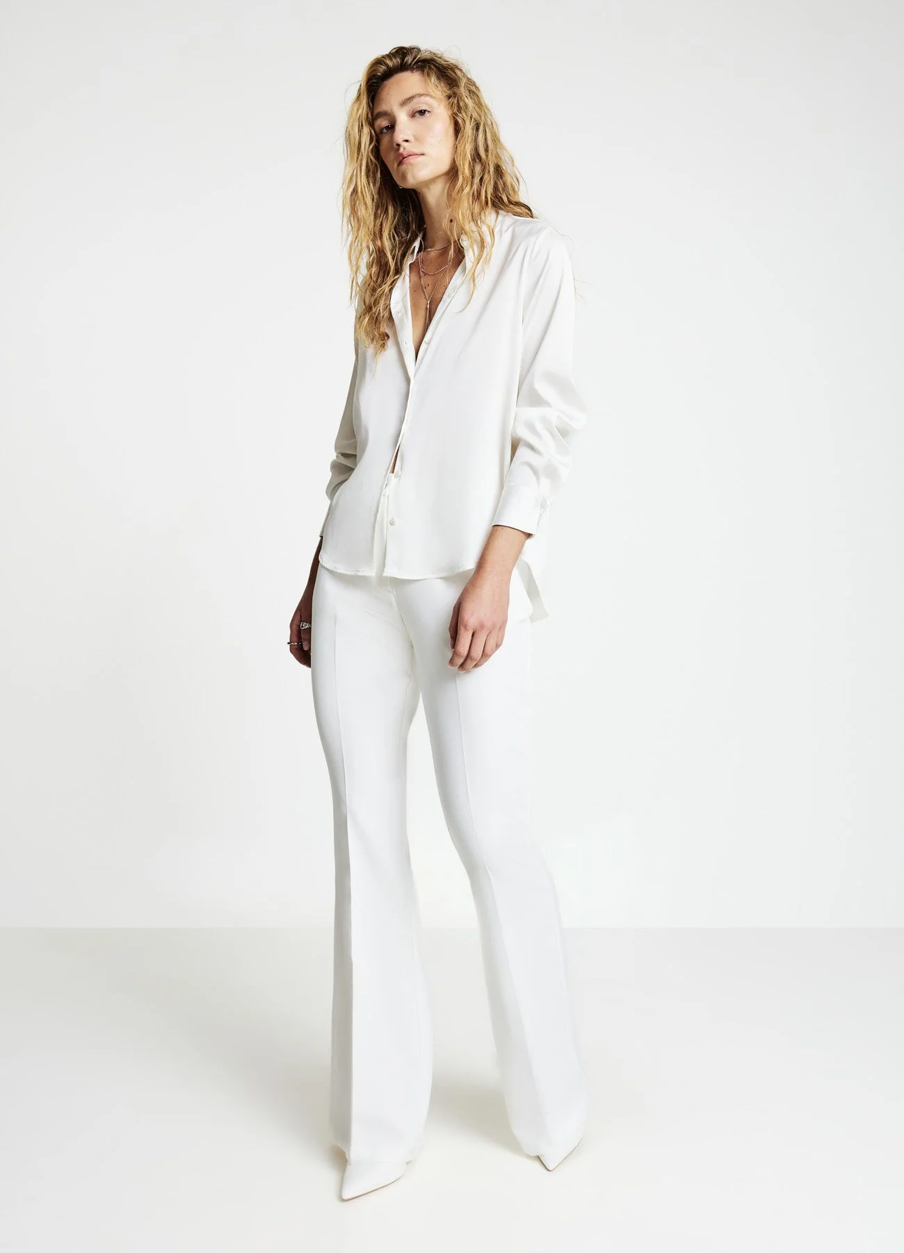 Camicia similsatin tinta unita - Image 3