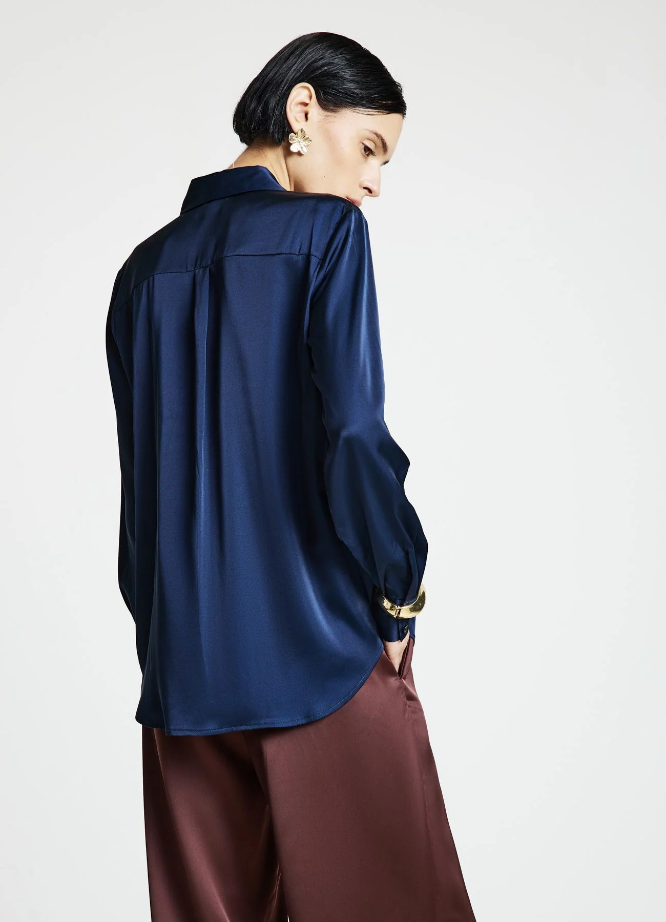 Camicia similsatin tinta unita