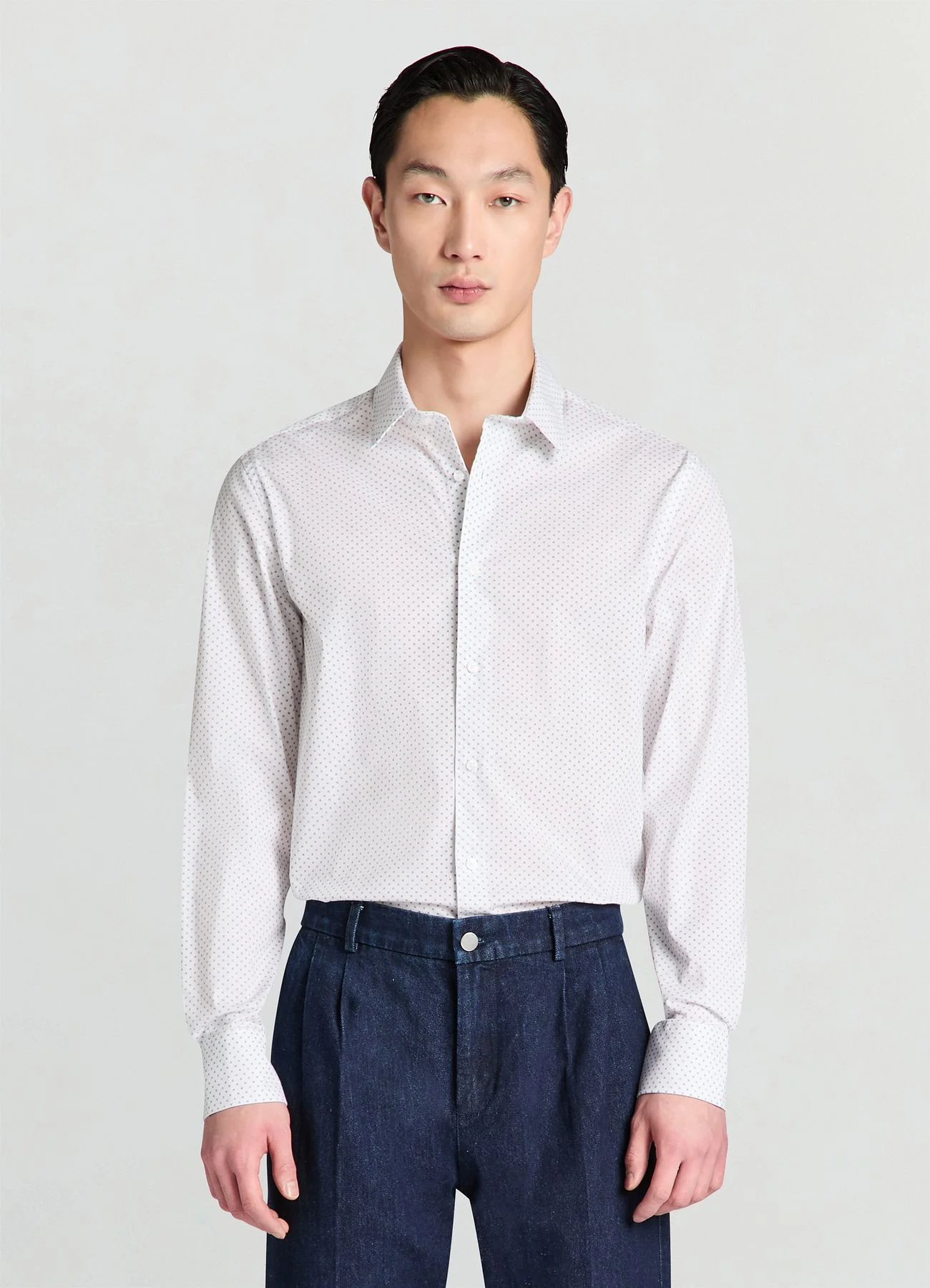 Camicia slim fit con microfantasia - Image 3