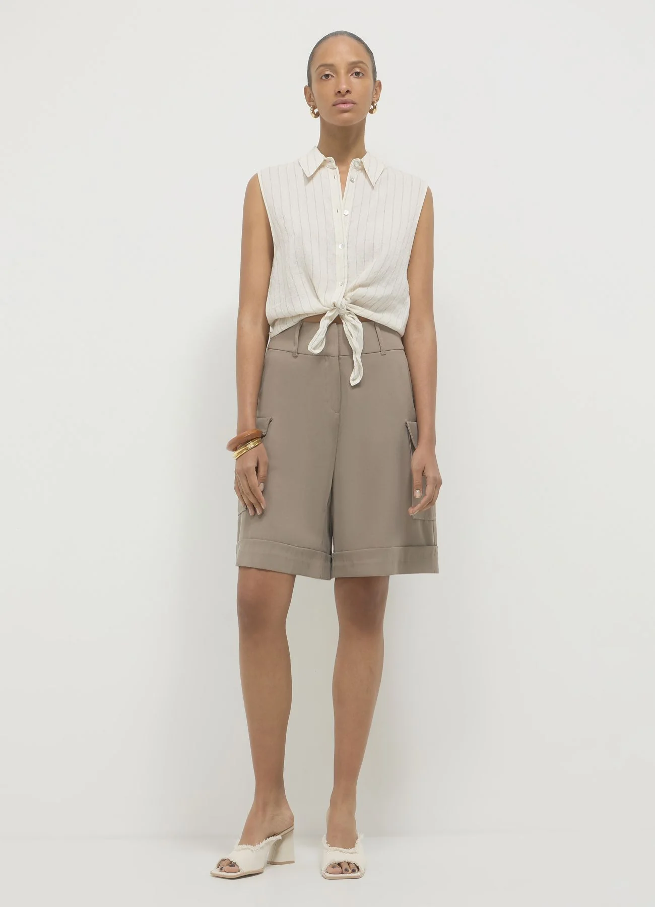 Camicia smanicata a righe - Image 3