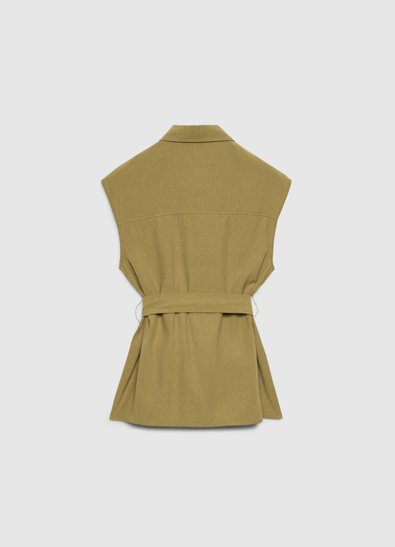 Camicia smanicata con cintura e tasche - Image 5