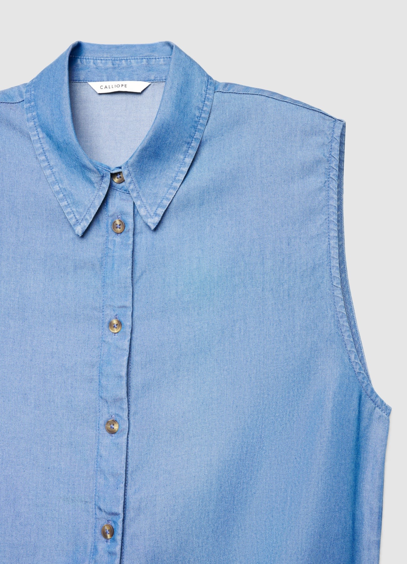 Camicia smanicata con nodo a tinta unita - Image 5