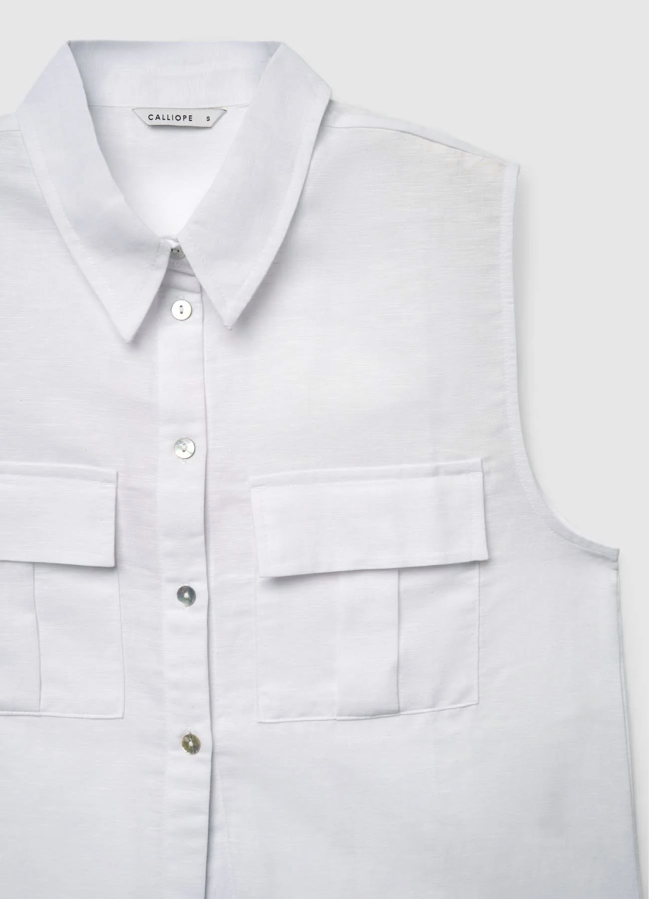 Camicia smanicata in lino con nodo - Image 6