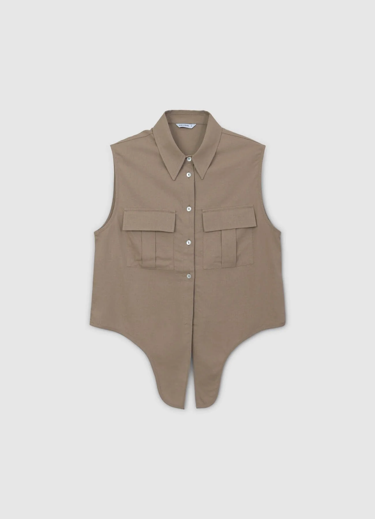 Camicia smanicata misto lino con nodo - Image 4