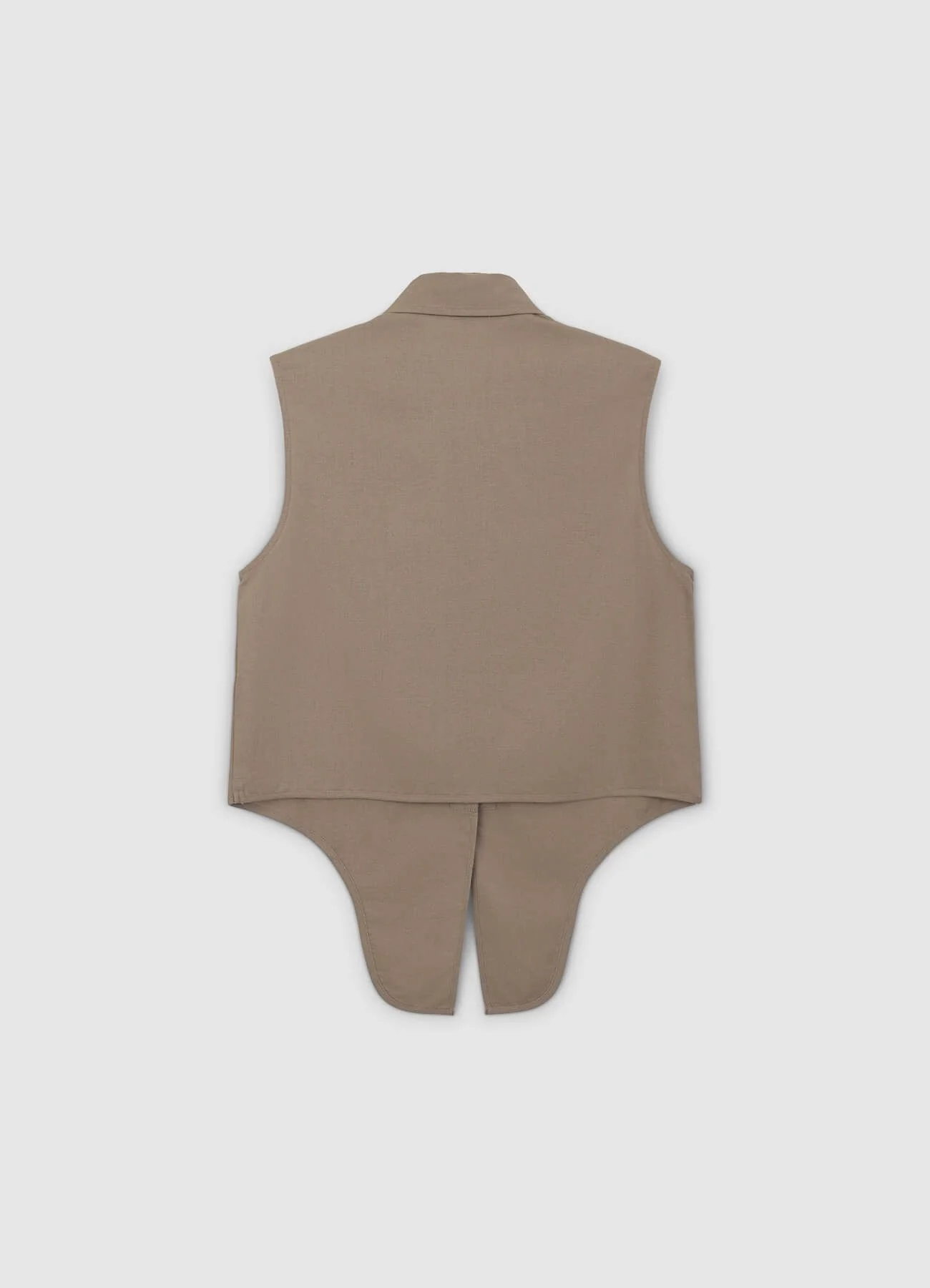 Camicia smanicata misto lino con nodo - Image 5