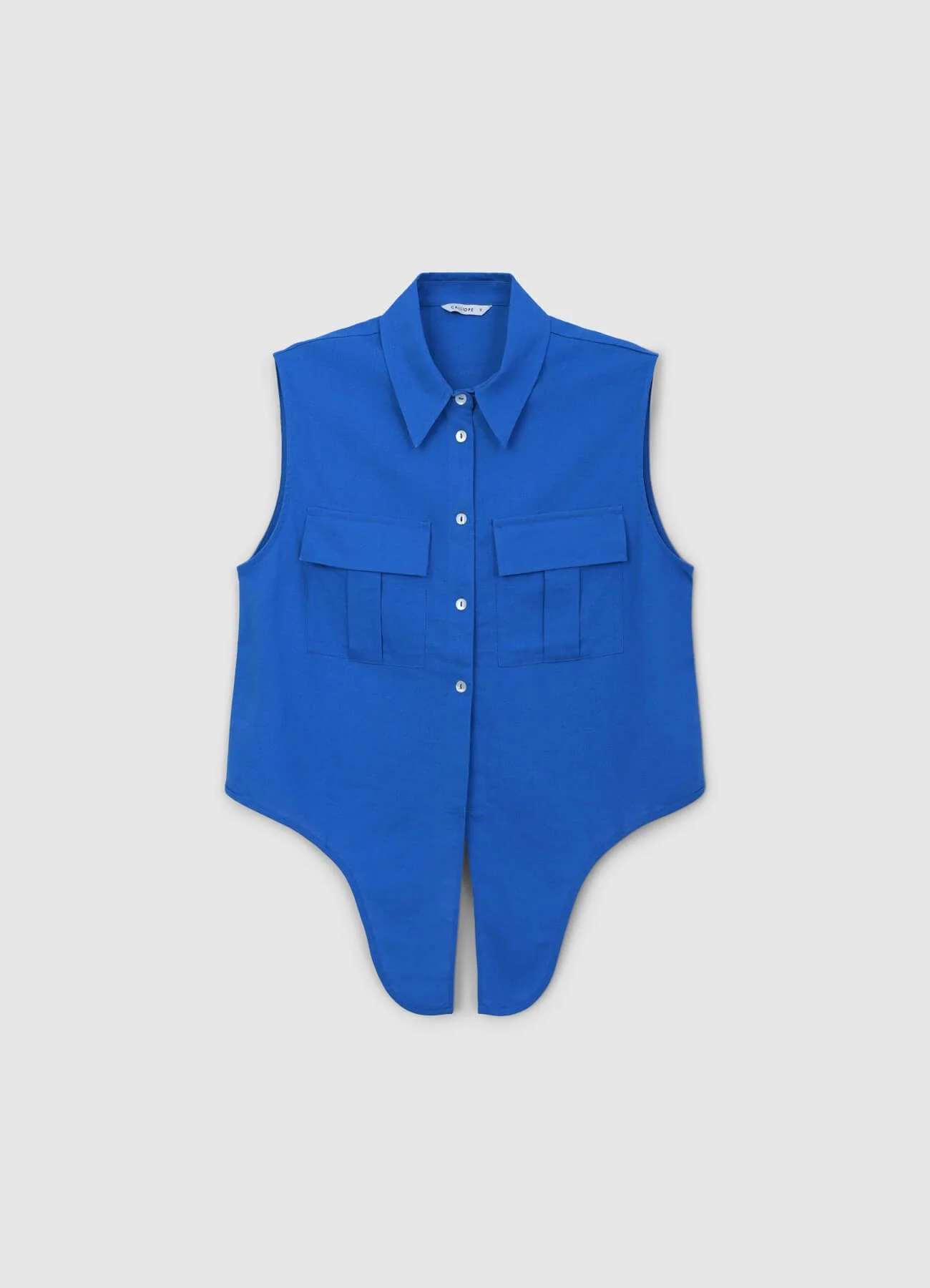 Camicia smanicata misto lino con nodo - Image 4