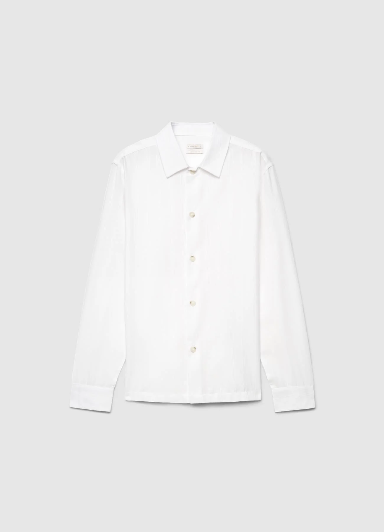 Camicia tessuto rigato tinta unita - Image 4